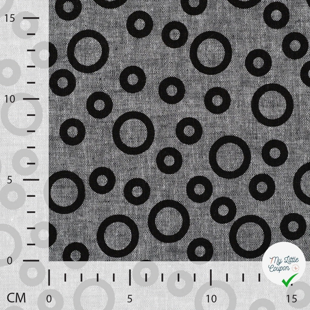 JACQUARD LIN COTON CERCLES NOIR — 55% LIN 45% COTON - My Little Coupon