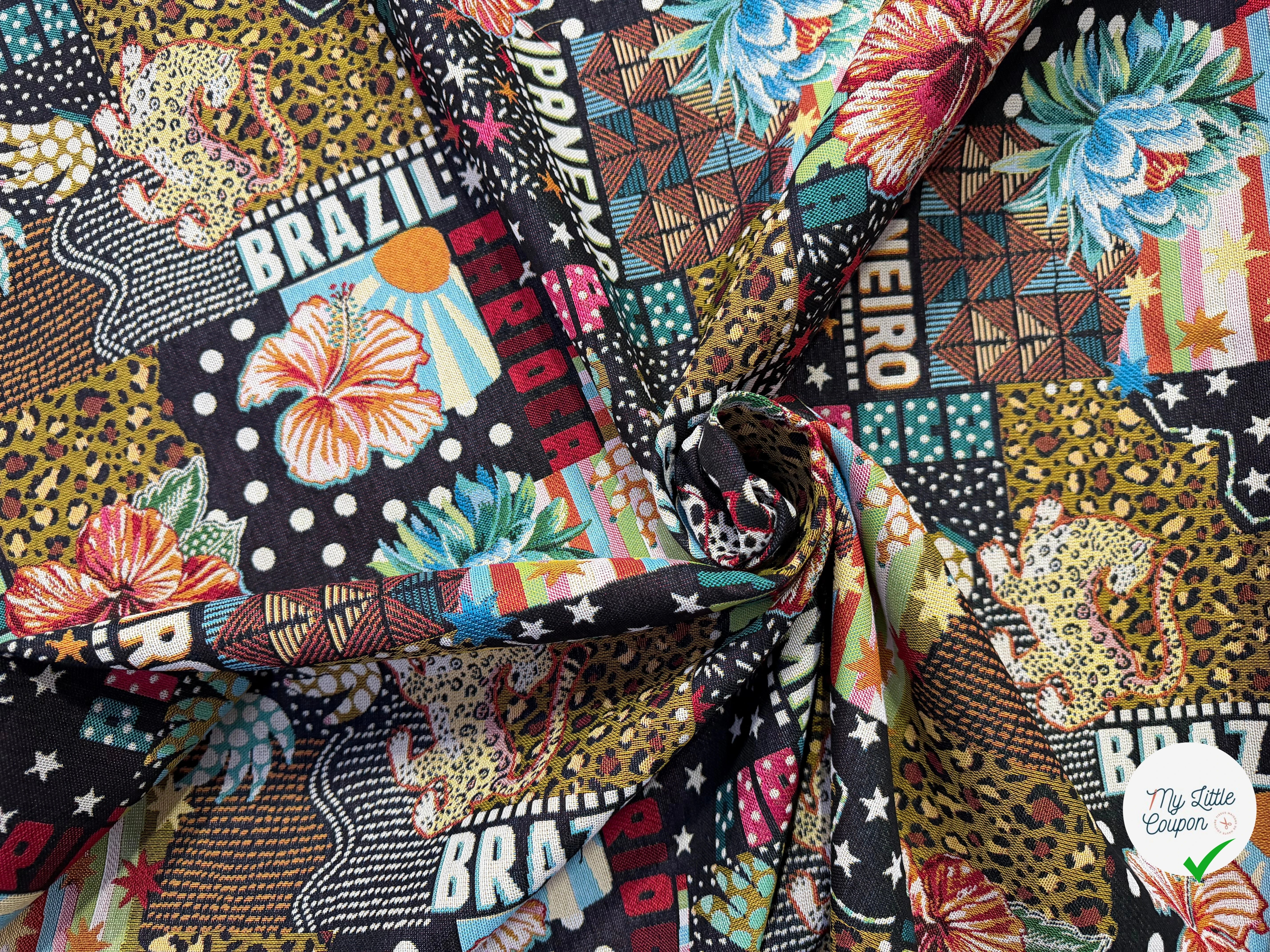 JACQUARD MADE IN FRANCE BOSSA NOVA ALLOVER NOIR MULTICOLOR - My Little Coupon