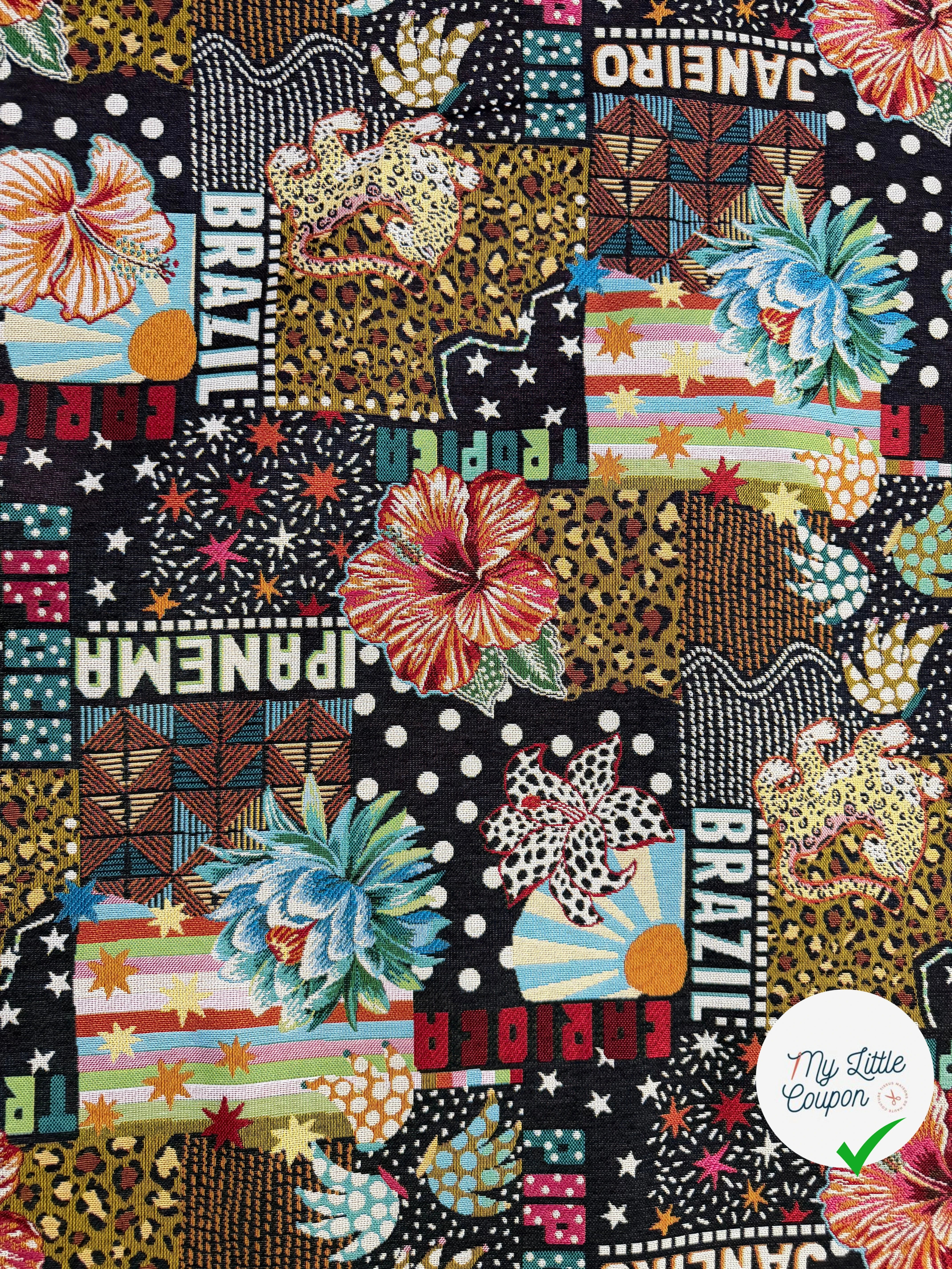JACQUARD MADE IN FRANCE BOSSA NOVA ALLOVER NOIR MULTICOLOR - My Little Coupon