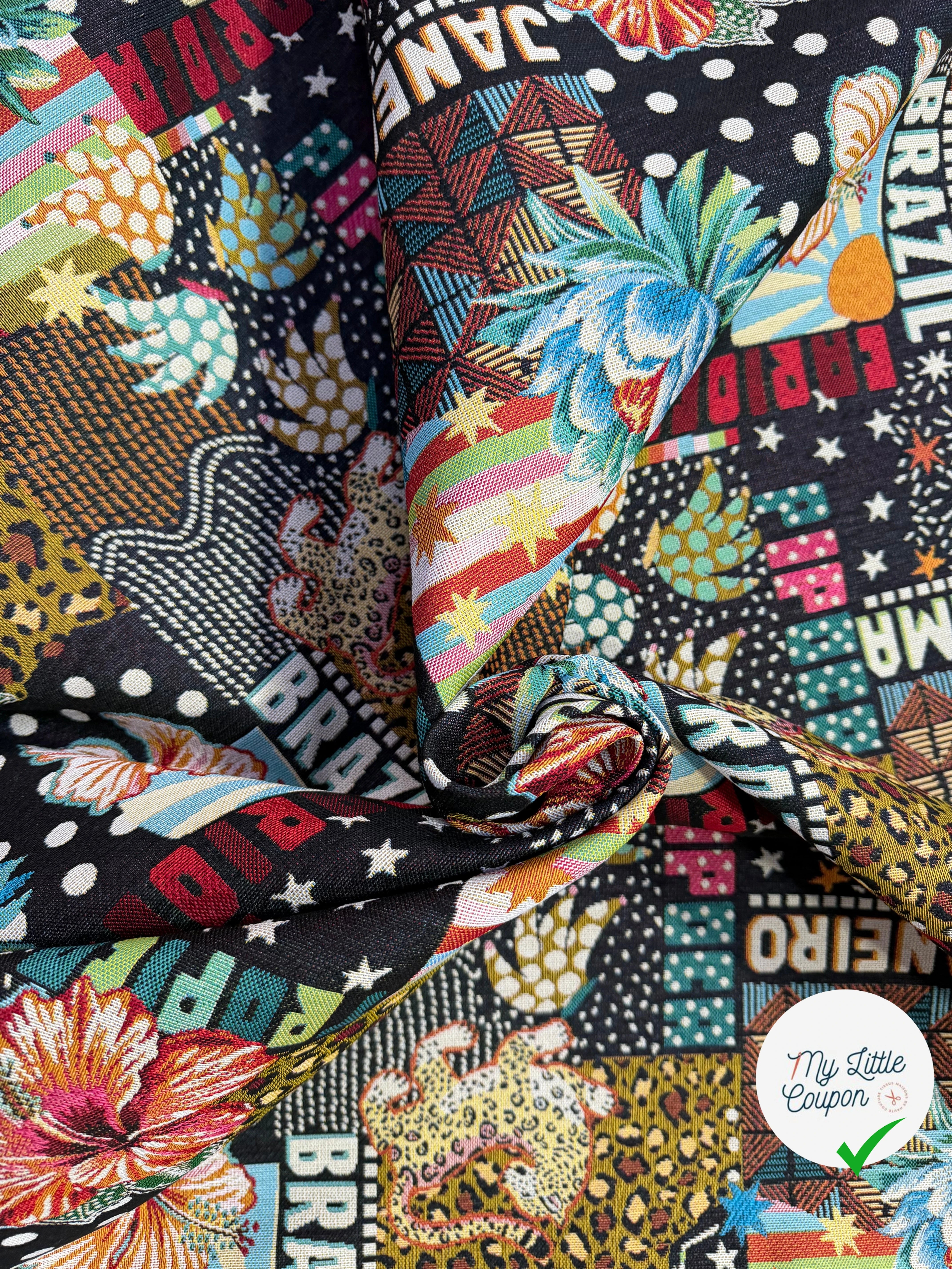 JACQUARD MADE IN FRANCE BOSSA NOVA ALLOVER NOIR MULTICOLOR - My Little Coupon