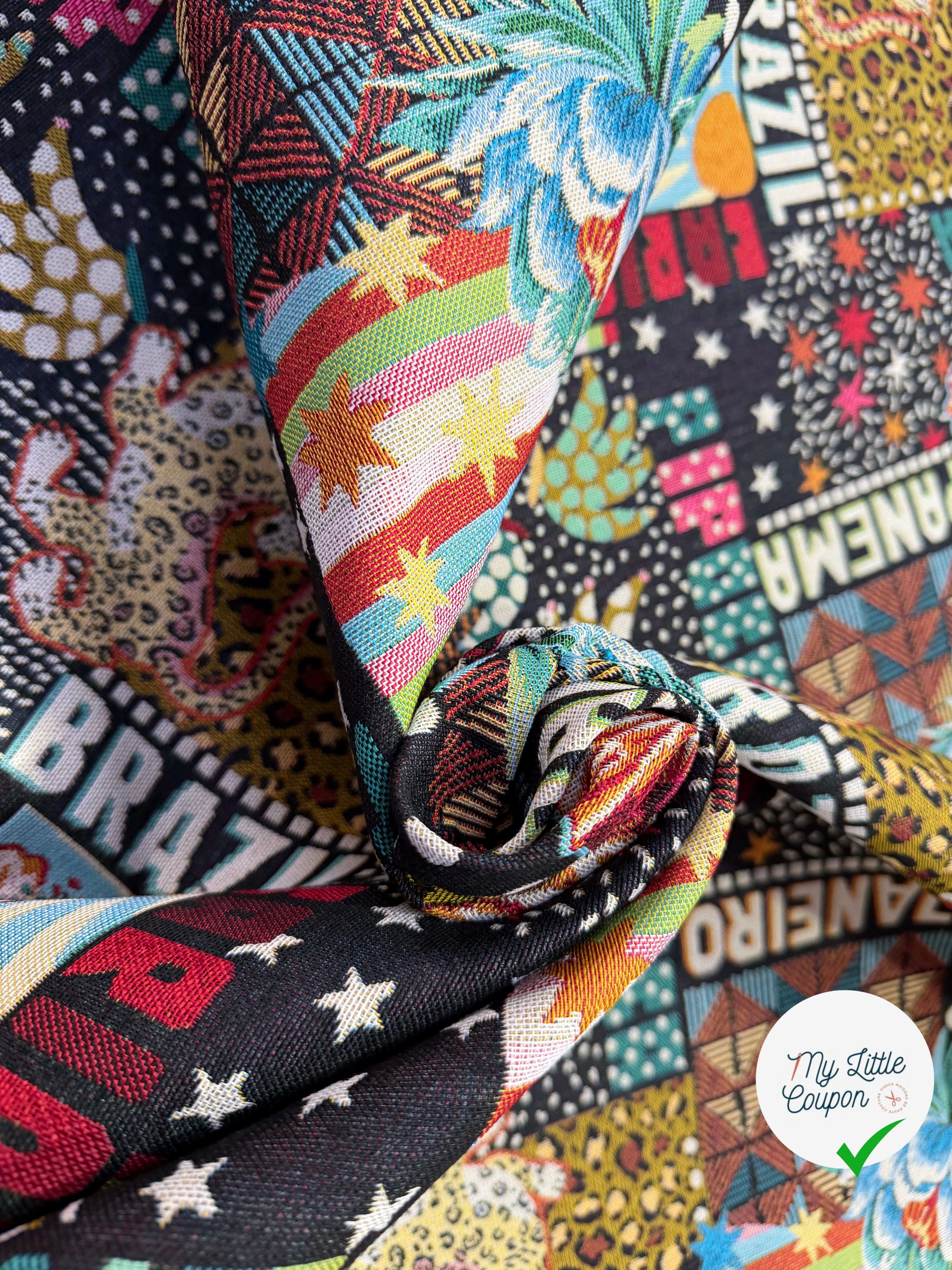 JACQUARD MADE IN FRANCE BOSSA NOVA ALLOVER NOIR MULTICOLOR - My Little Coupon
