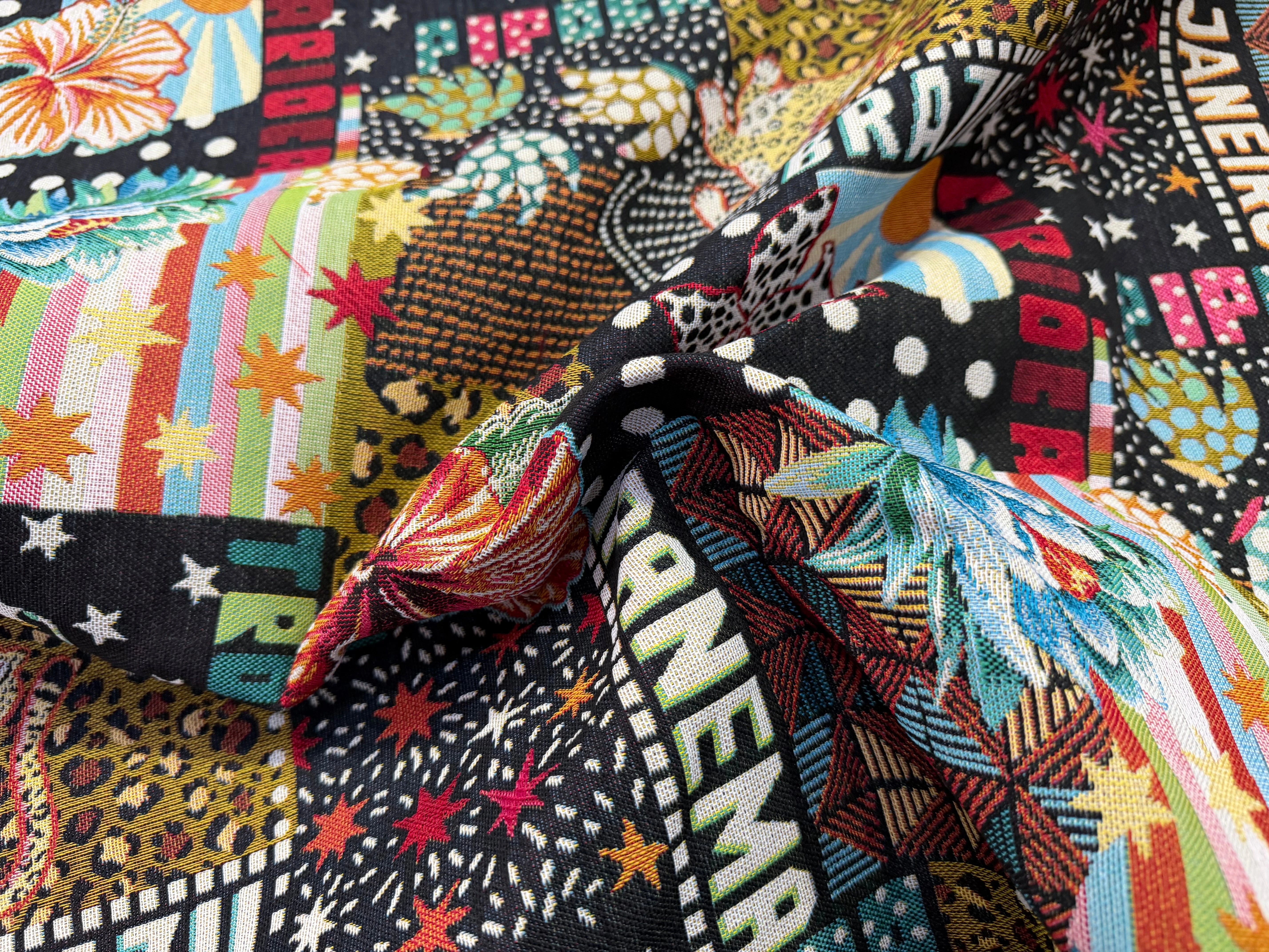 JACQUARD MADE IN FRANCE BOSSA NOVA ALLOVER NOIR MULTICOLOR - My Little Coupon