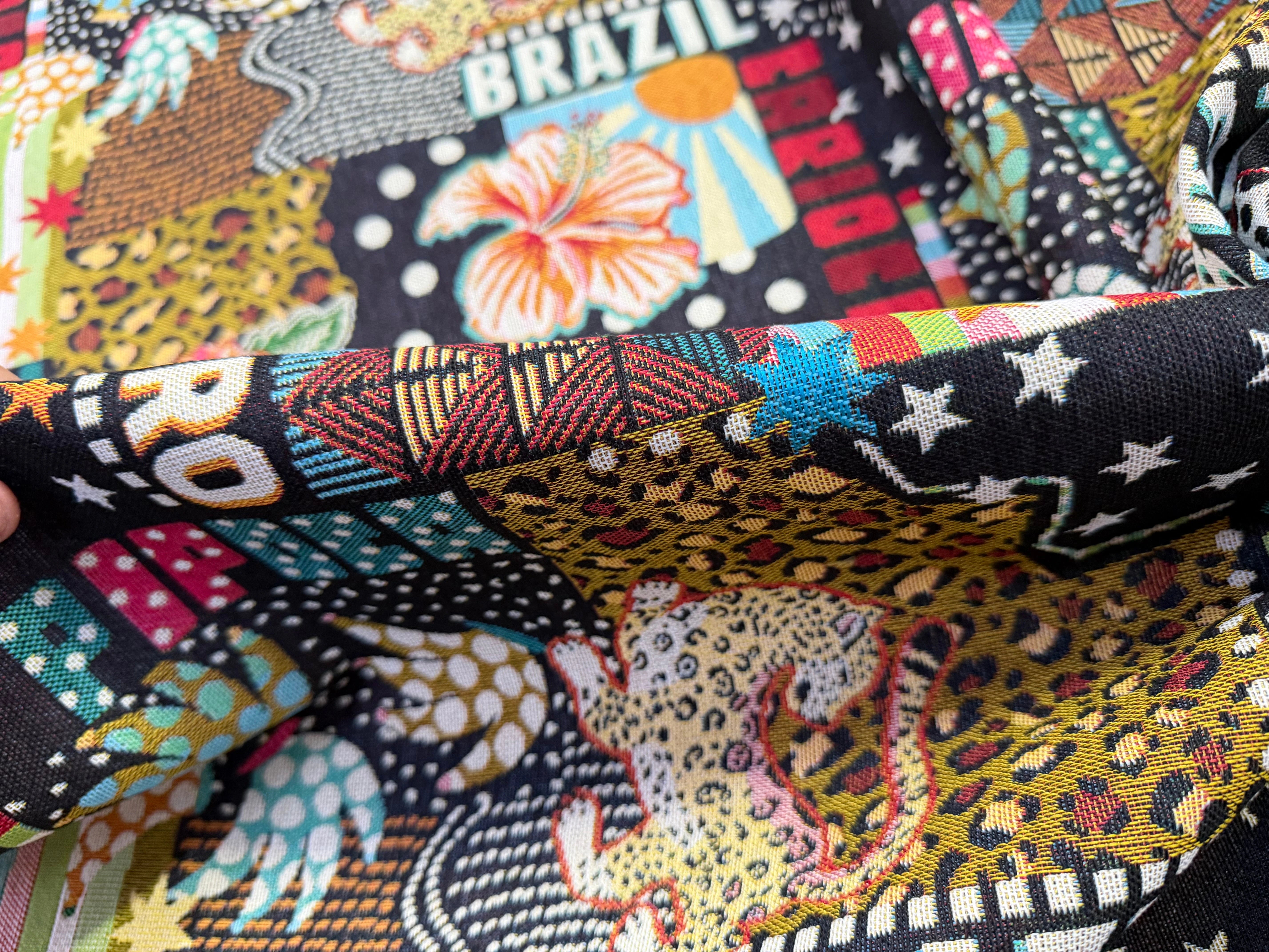 JACQUARD MADE IN FRANCE BOSSA NOVA ALLOVER NOIR MULTICOLOR - My Little Coupon