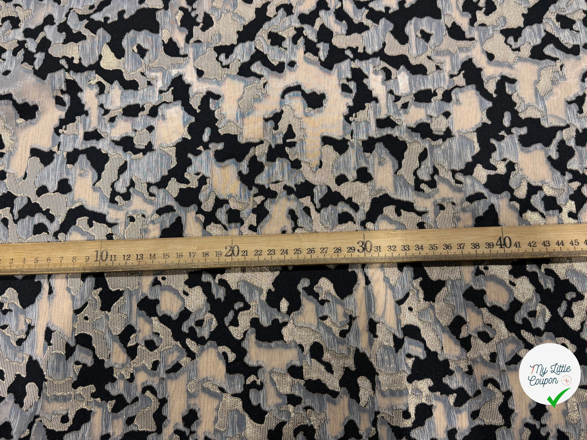 JACQUARD MÉTALLISÉ MOTIF CAMOUFLAGE ARMY NOIR ET OR - My Little Coupon