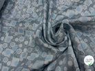 JACQUARD MÉTALLISÉ MOTIFS CIRCULAIRES ET GÉOMÉTRIQUES ARGENT FOND BLEU CIEL VERT D'EAU - My Little Coupon