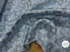 JACQUARD MÉTALLISÉ MOTIFS CIRCULAIRES ET GÉOMÉTRIQUES ARGENT FOND BLEU CIEL VERT D'EAU - My Little Coupon