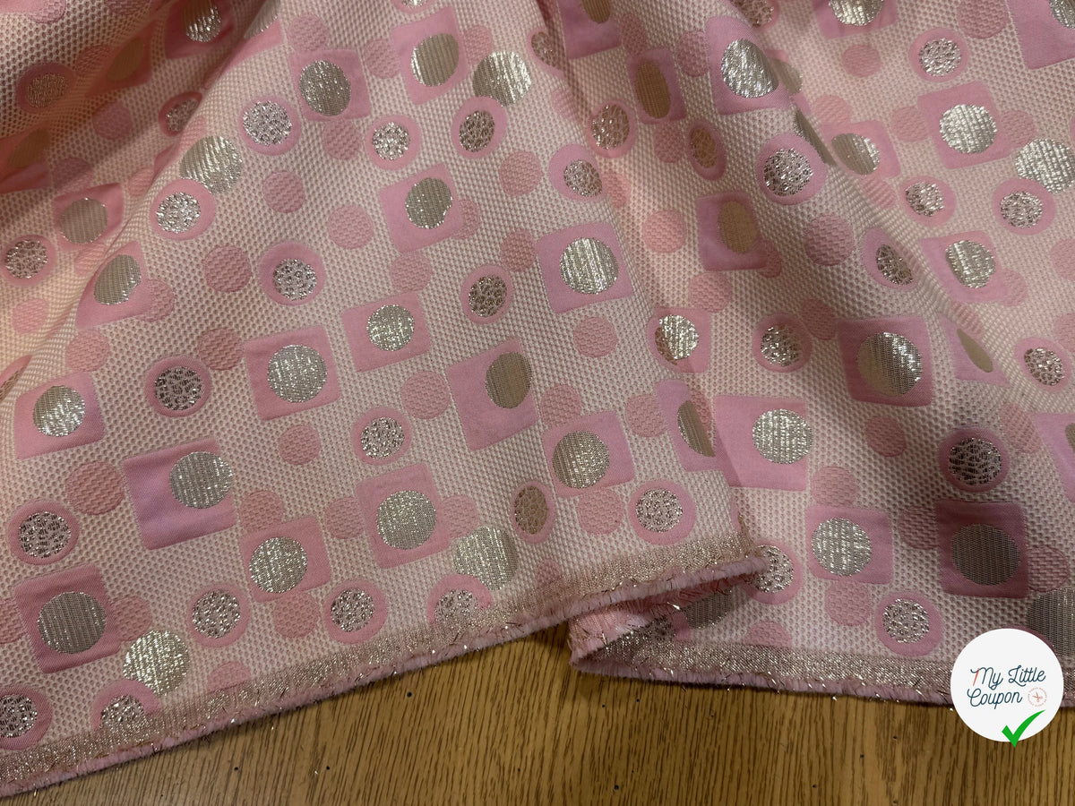 JACQUARD MÉTALLISÉ MOTIFS CIRCULAIRES ET GÉOMÉTRIQUES OR ROSE - My Little Coupon