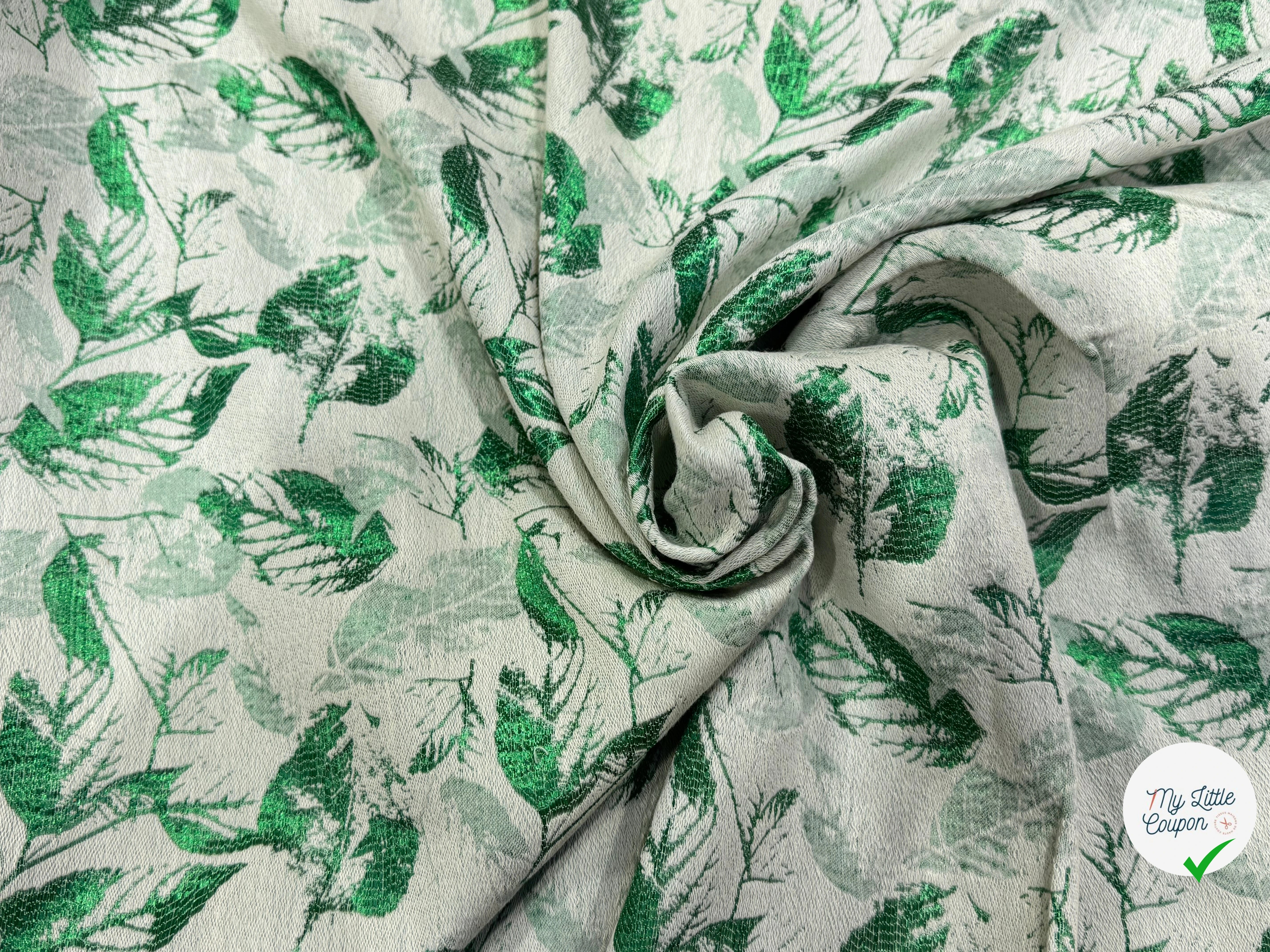 JACQUARD MOTIF FEUILLAGE VERT FOND ÉCRU - My Little Coupon