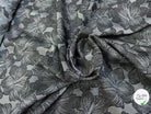 JACQUARD MOTIFS FLORAUX FOND GRIS ACIER - My Little Coupon