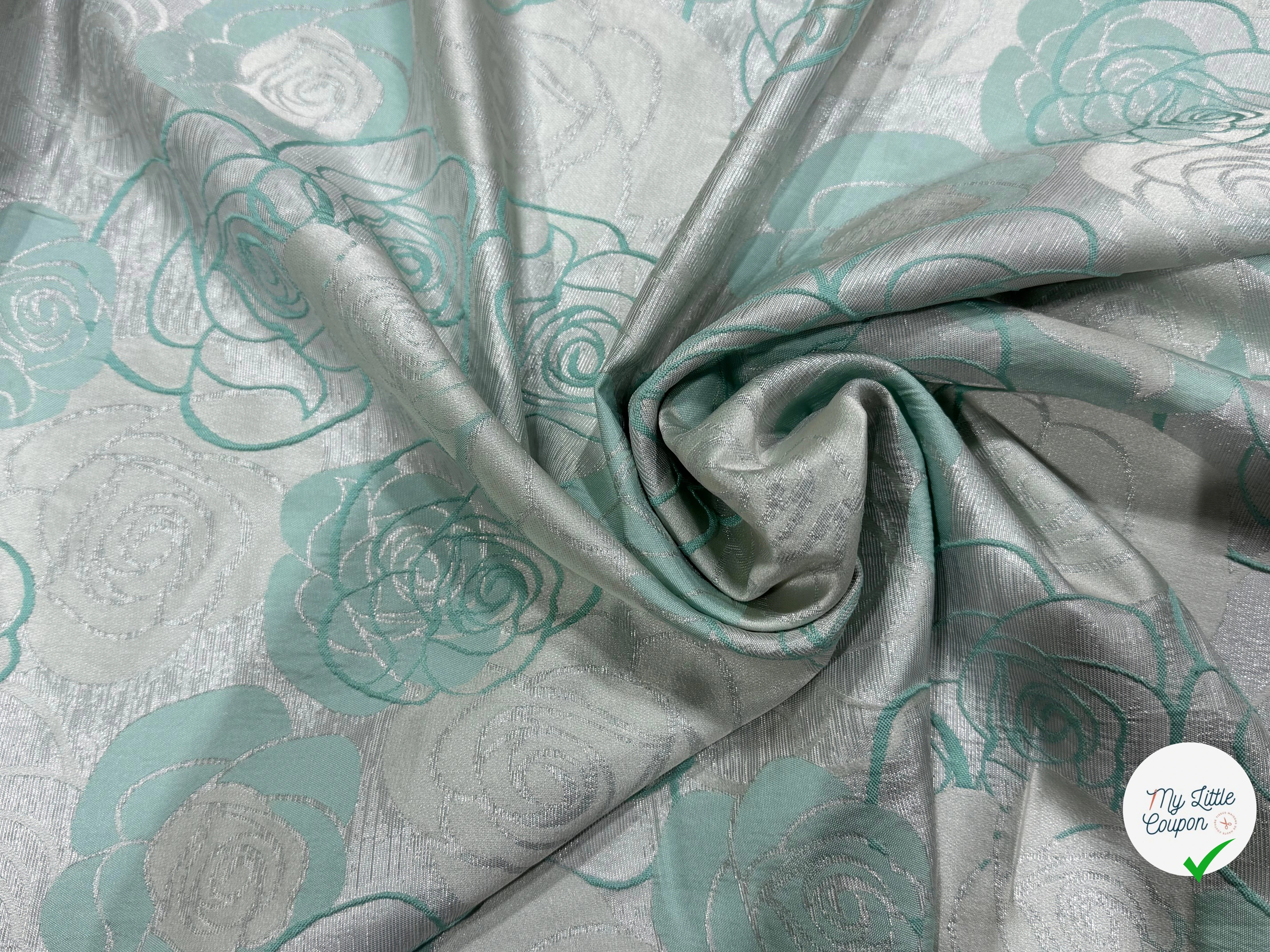 JACQUARD MOTIFS FLORAUX TURQUOISE - My Little Coupon