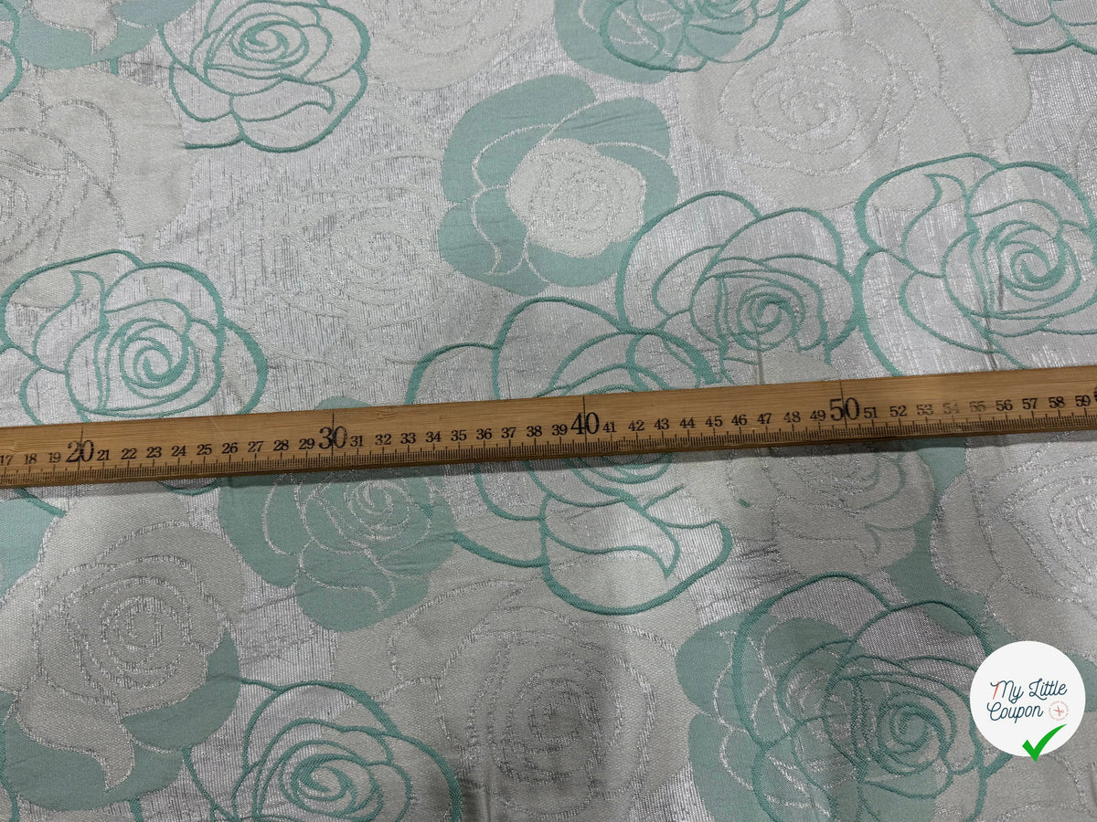 JACQUARD MOTIFS FLORAUX TURQUOISE - My Little Coupon