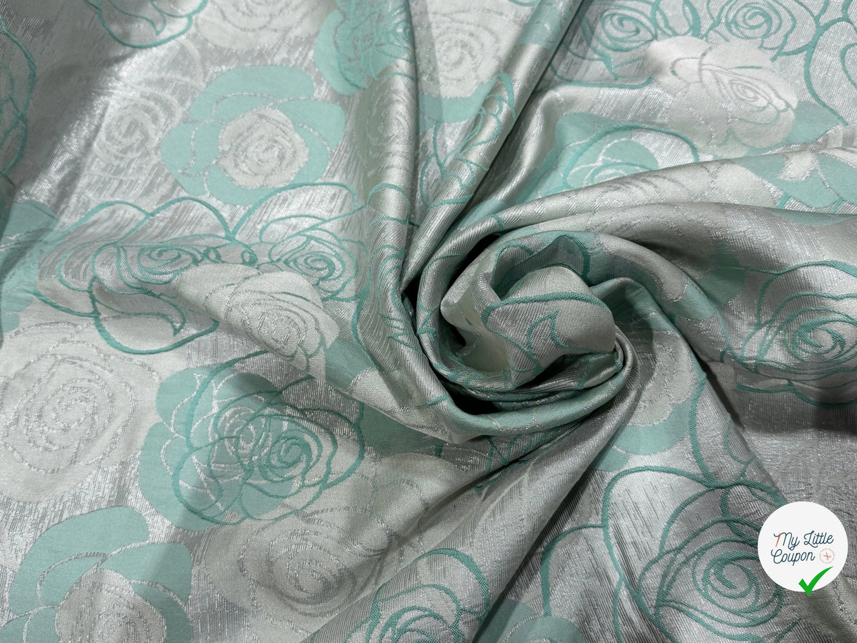 JACQUARD MOTIFS FLORAUX TURQUOISE - My Little Coupon