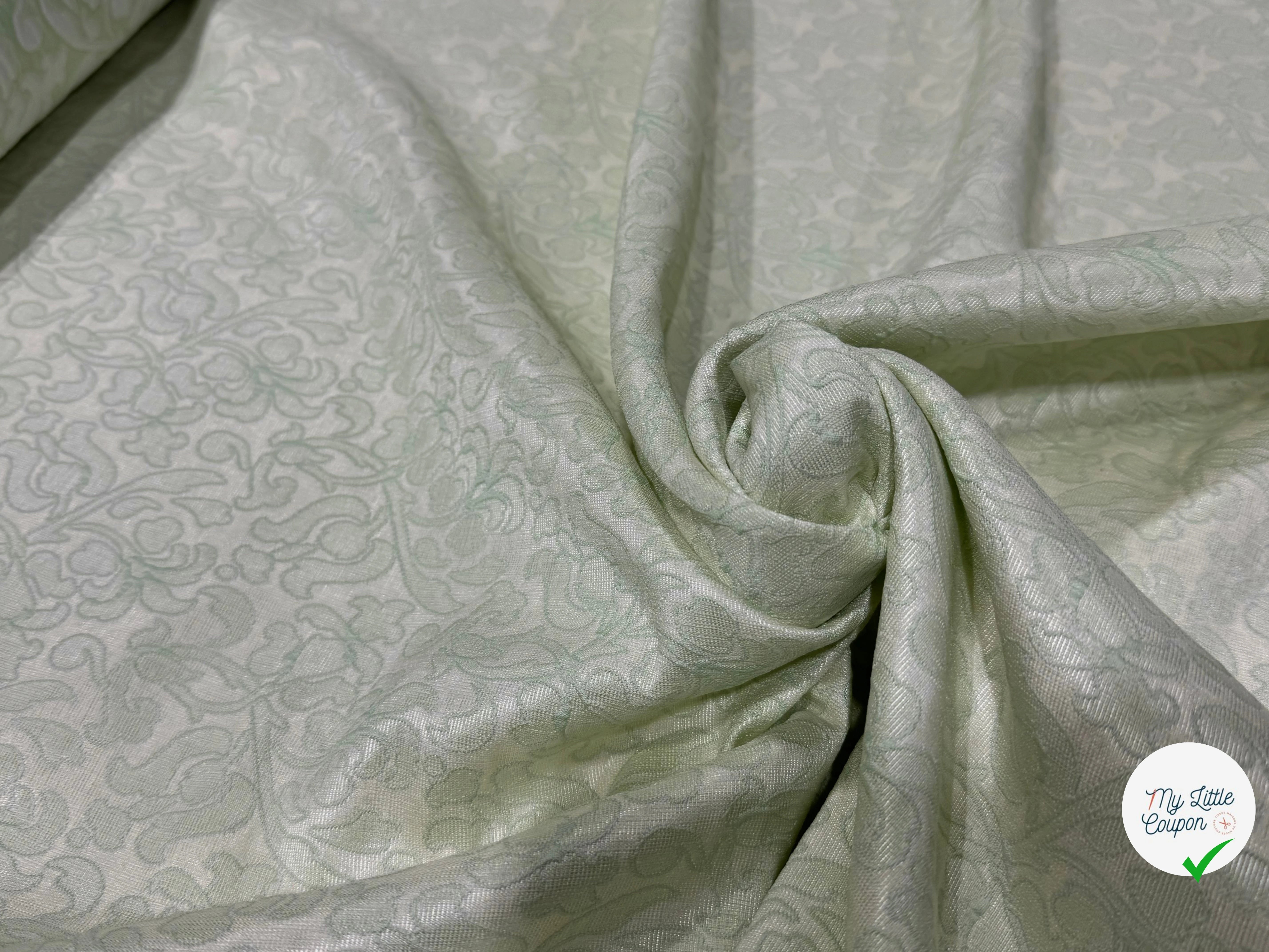 JACQUARD MOTIFS FLORAUX VERTS FOND ÉCRU - My Little Coupon