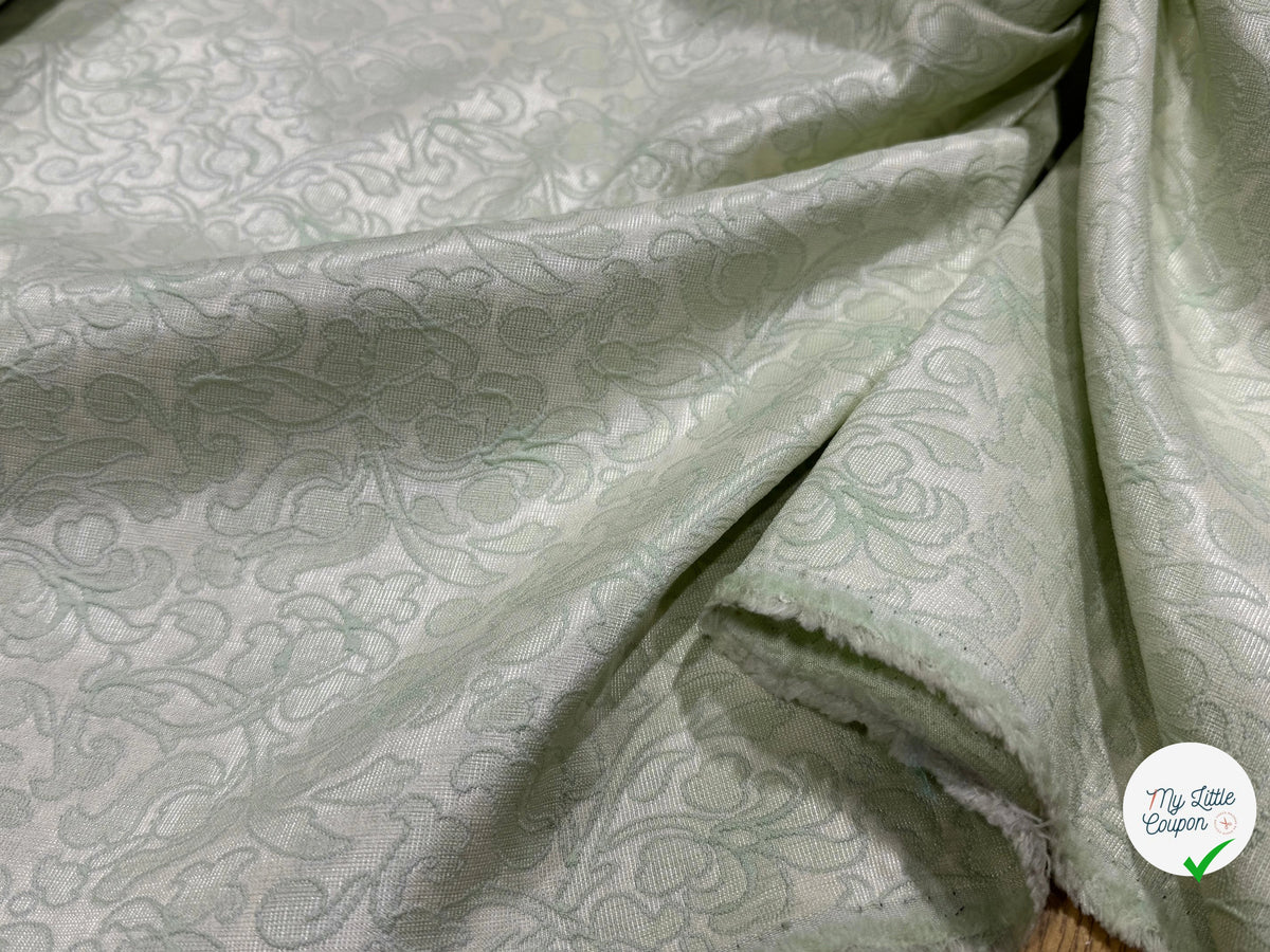 JACQUARD MOTIFS FLORAUX VERTS FOND ÉCRU - My Little Coupon