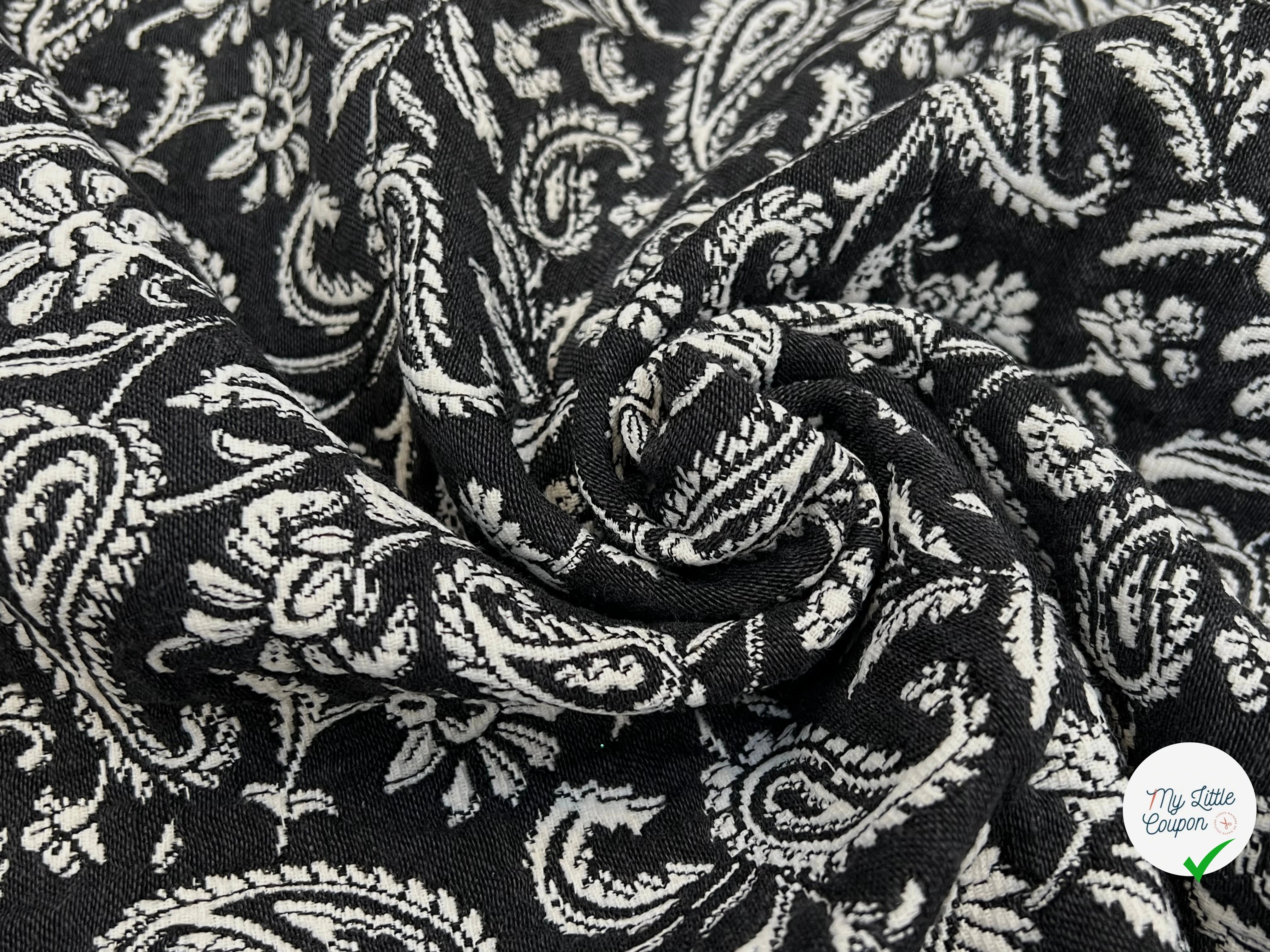 JACQUARD MUMBAI ALLOVER NOIR 140 CM - My Little Coupon