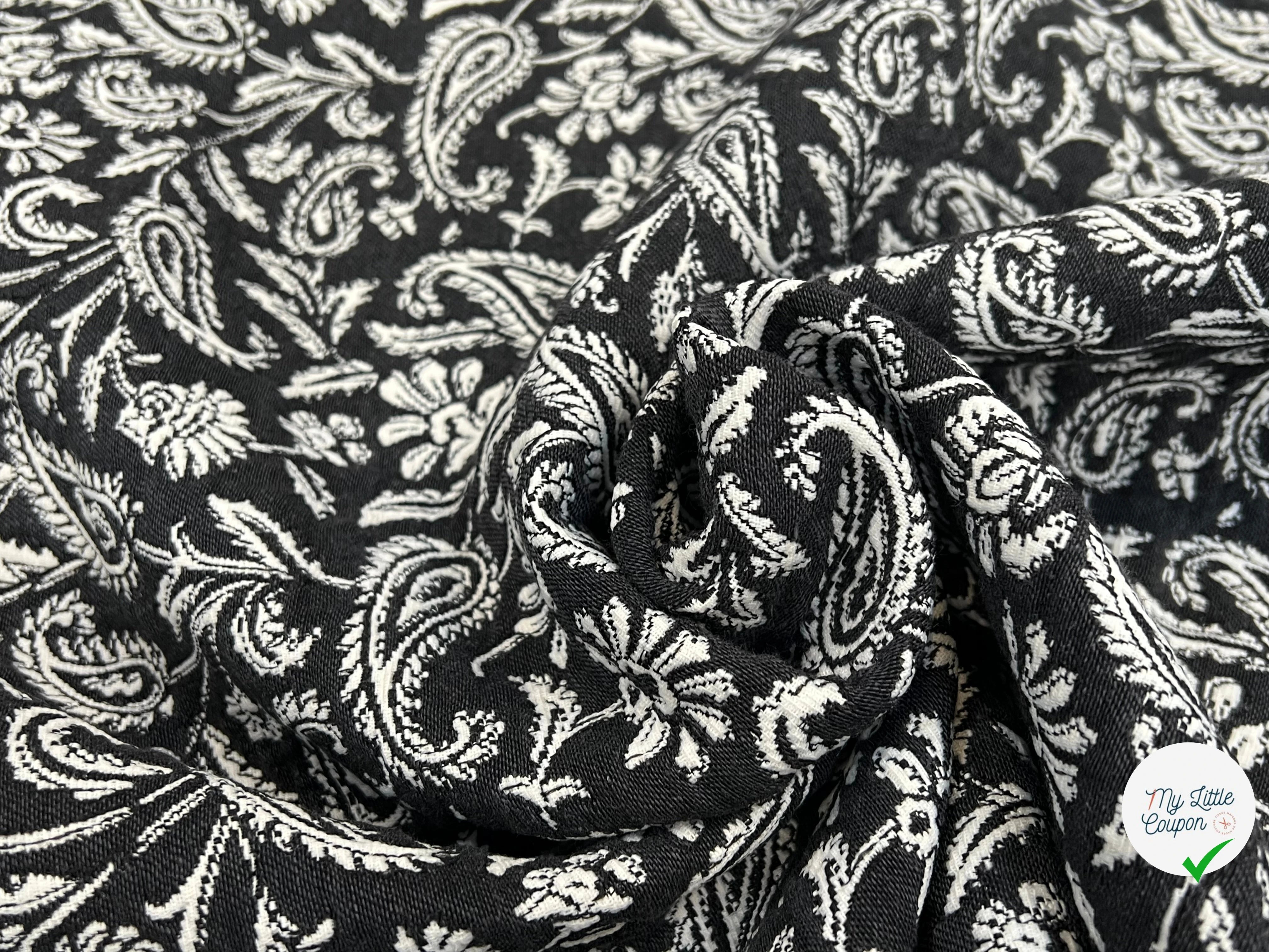 JACQUARD MUMBAI ALLOVER NOIR 140 CM - My Little Coupon