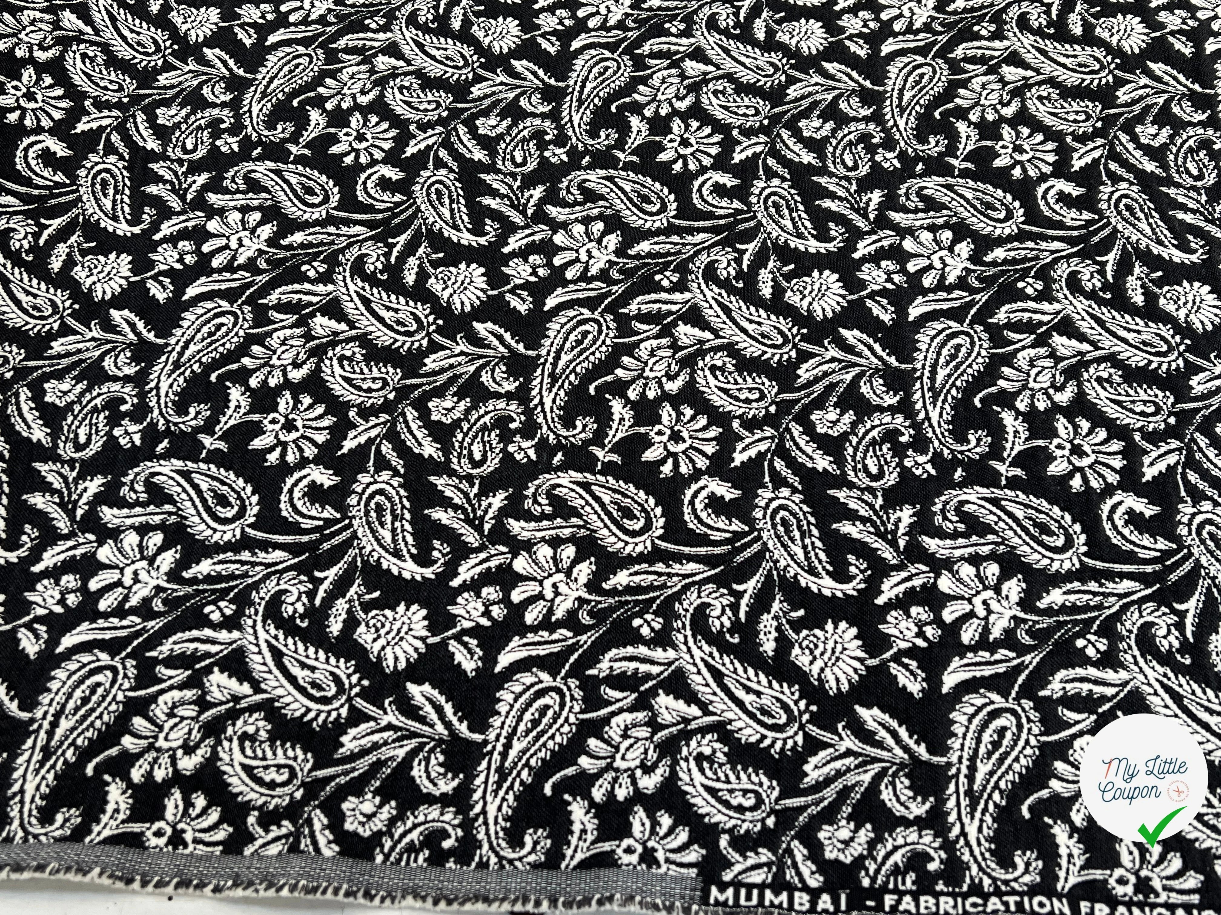 JACQUARD MUMBAI ALLOVER NOIR 140 CM - My Little Coupon