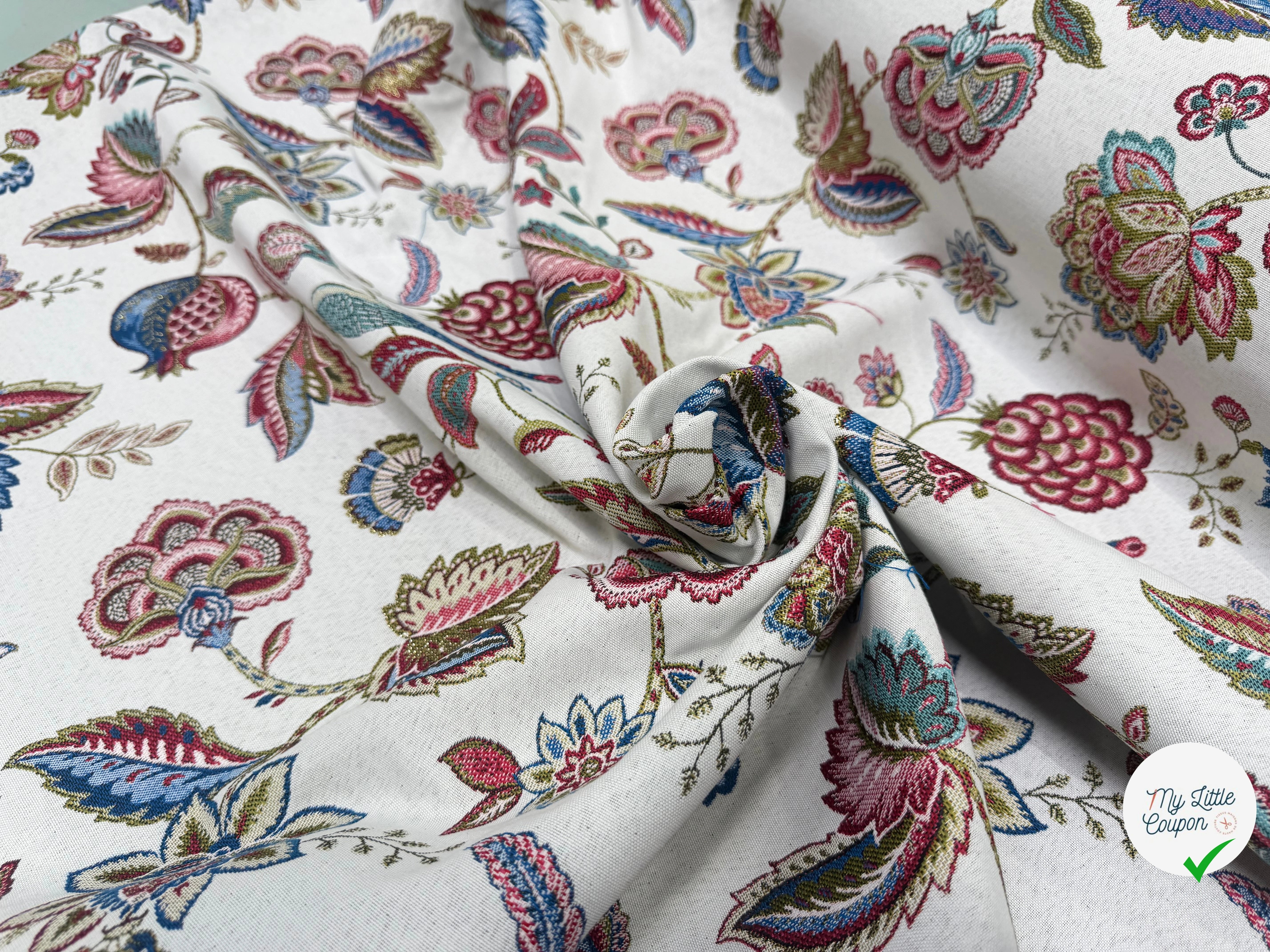JACQUARD PALAMPORE ALLOVER BLANC 140 CM - My Little Coupon