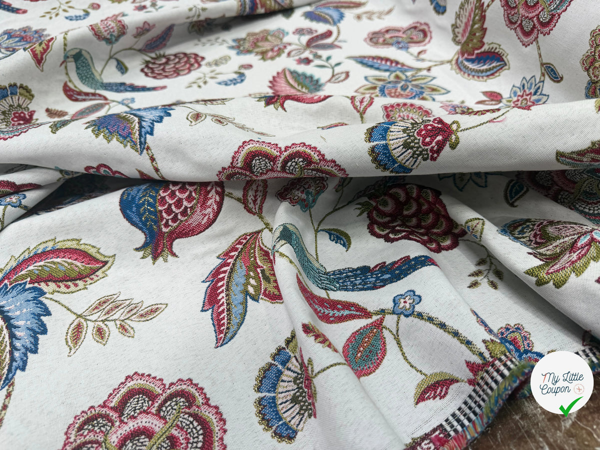 JACQUARD PALAMPORE ALLOVER BLANC 140 CM - My Little Coupon