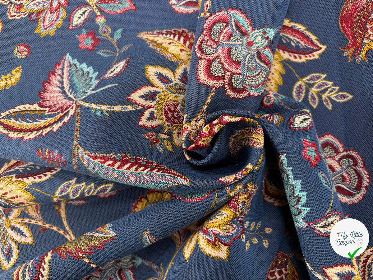 JACQUARD PALAMPORE ALLOVER BLEU 140 CM - My Little Coupon