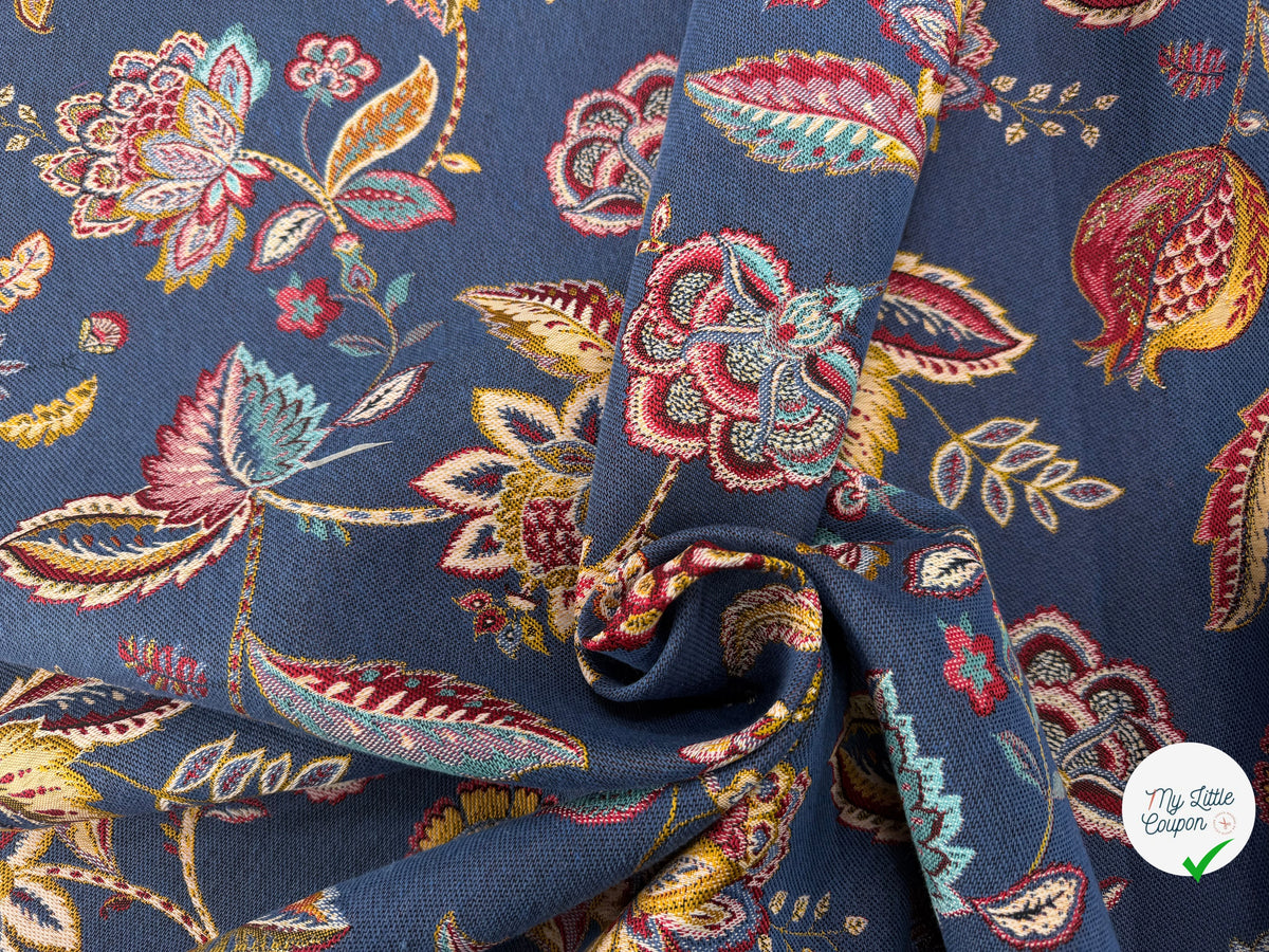 JACQUARD PALAMPORE ALLOVER BLEU 140 CM - My Little Coupon