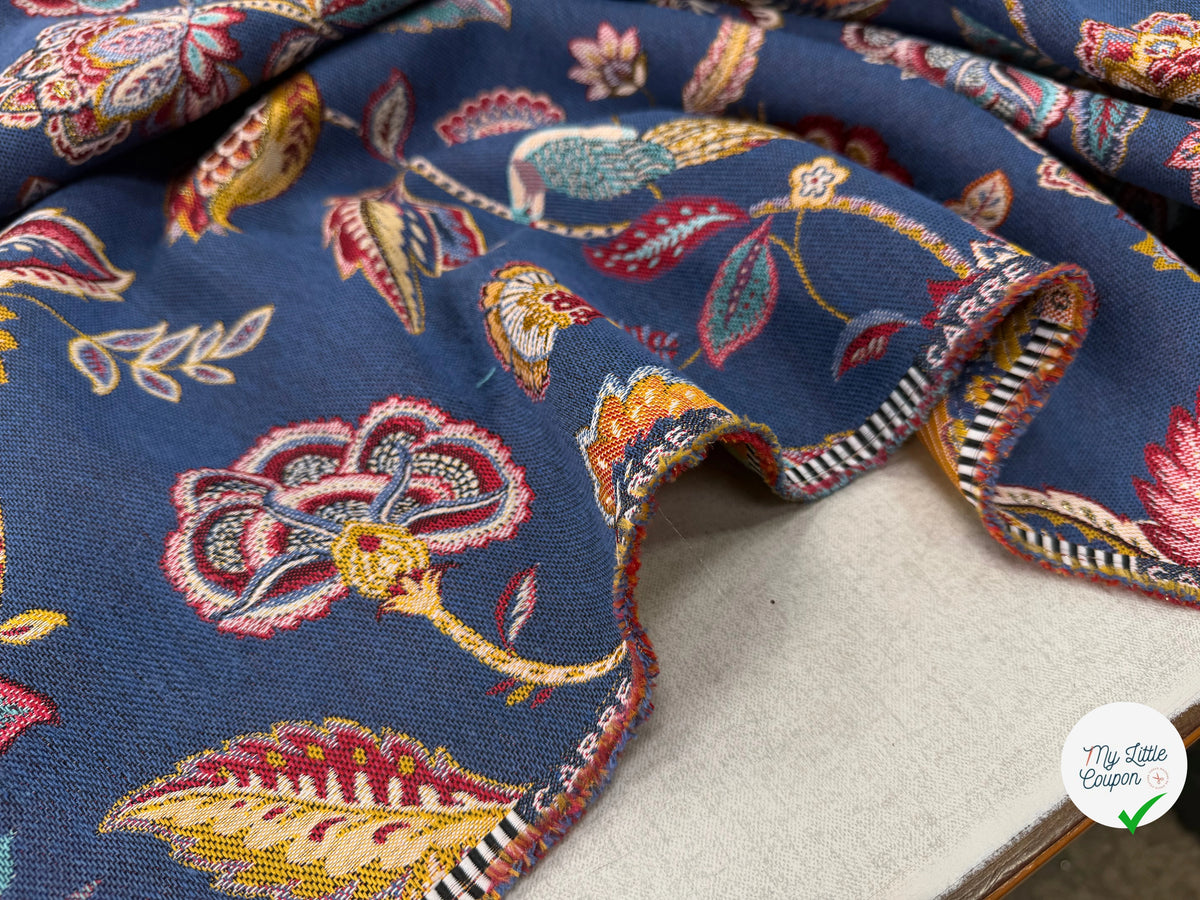 JACQUARD PALAMPORE ALLOVER BLEU 140 CM - My Little Coupon