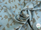 JACQUARD POLYVISCOSE CLOQUÉ MOTIFS GÉOMÉTRIQUES BLANC CASSÉ ET BLEU CIEL VERT D'EAU - My Little Coupon