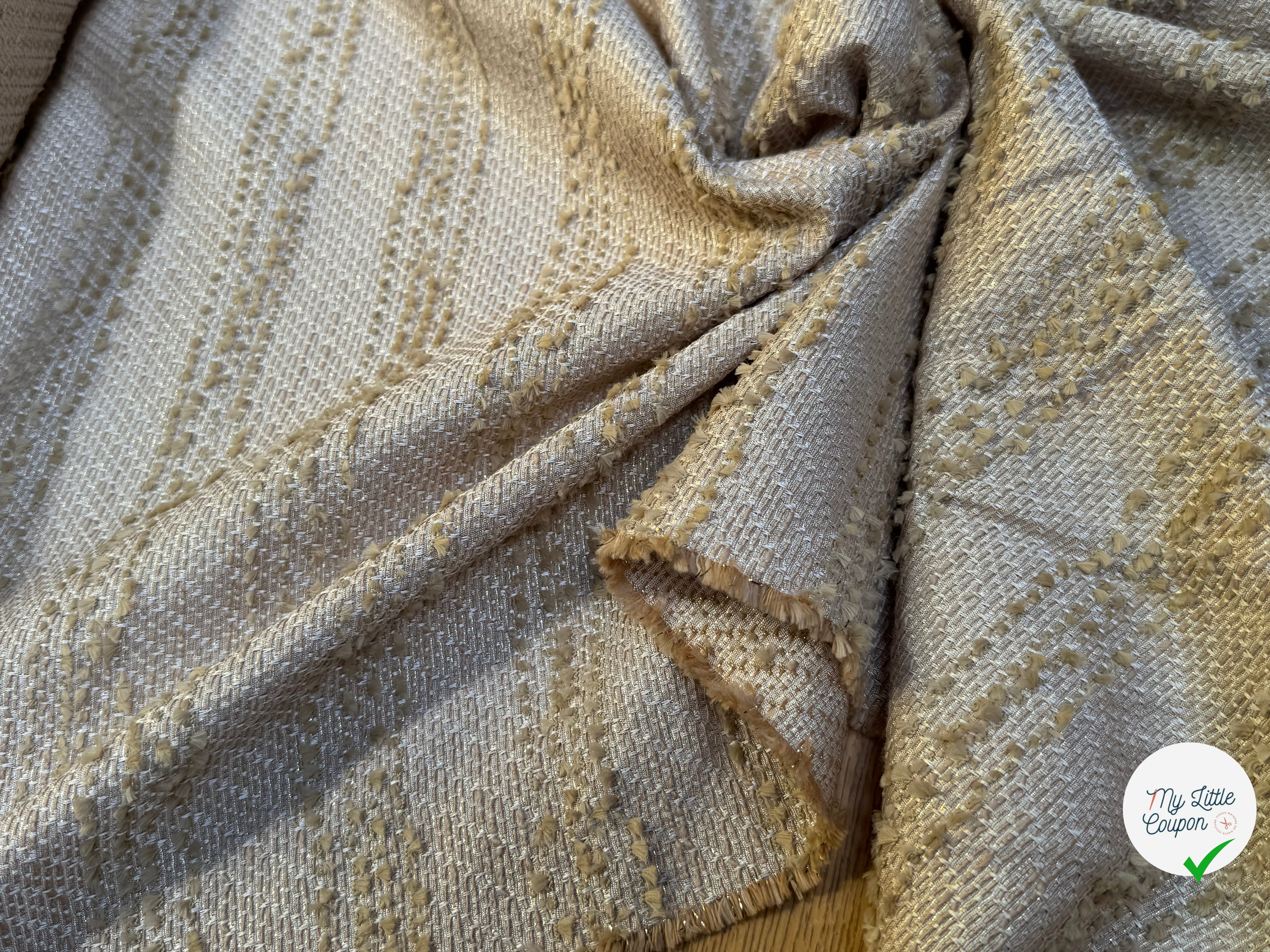 JACQUARD POLYVISCOSE SOUPLE BEIGE - My Little Coupon