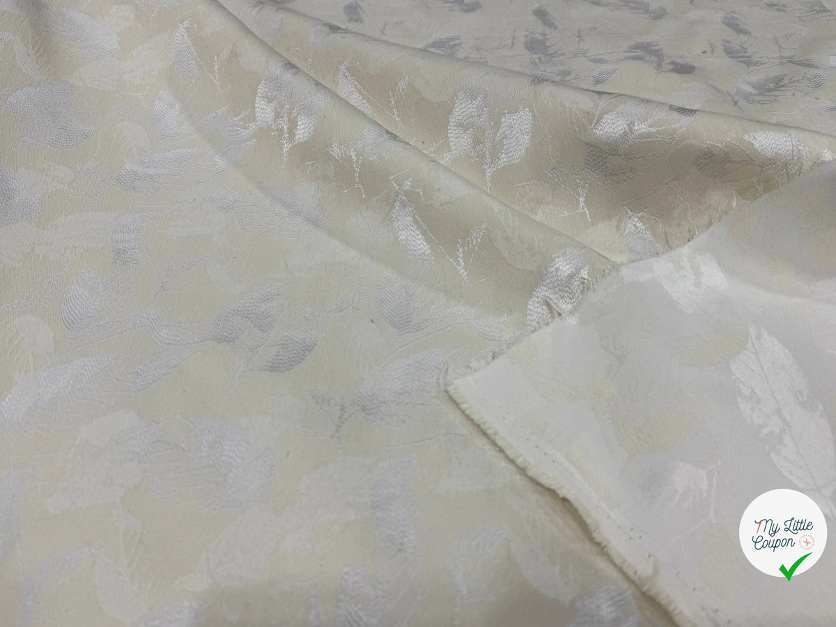 JACQUARD PREMIUM MOTIFS FEUILLAGE FOND ÉCRU - My Little Coupon