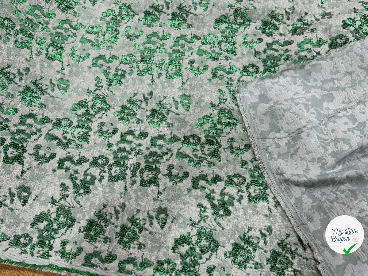 JACQUARD PREMIUM MOTIFS FLORAUX VERT FOND ÉCRU - My Little Coupon