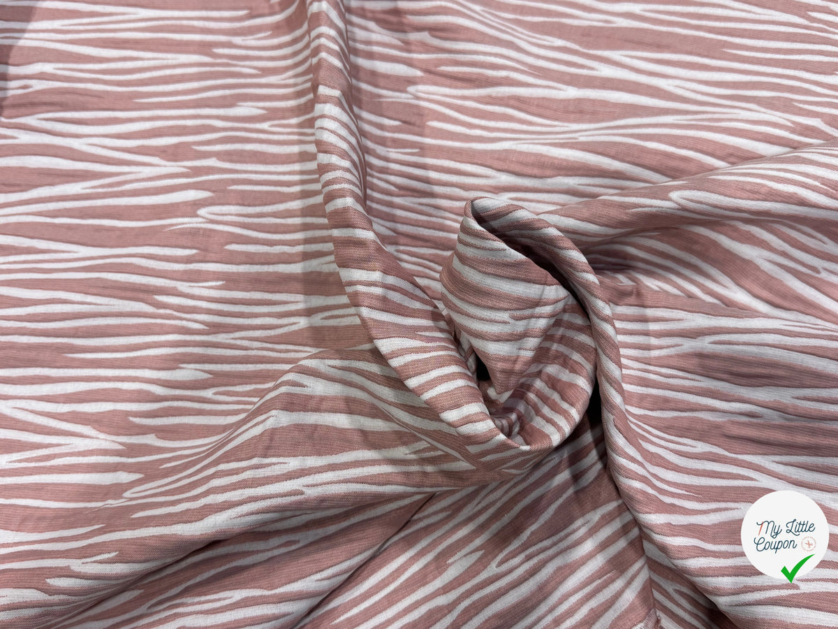 JACQUARD RAYURES FAÇON ANIMA ROSE PÂLE - My Little Coupon