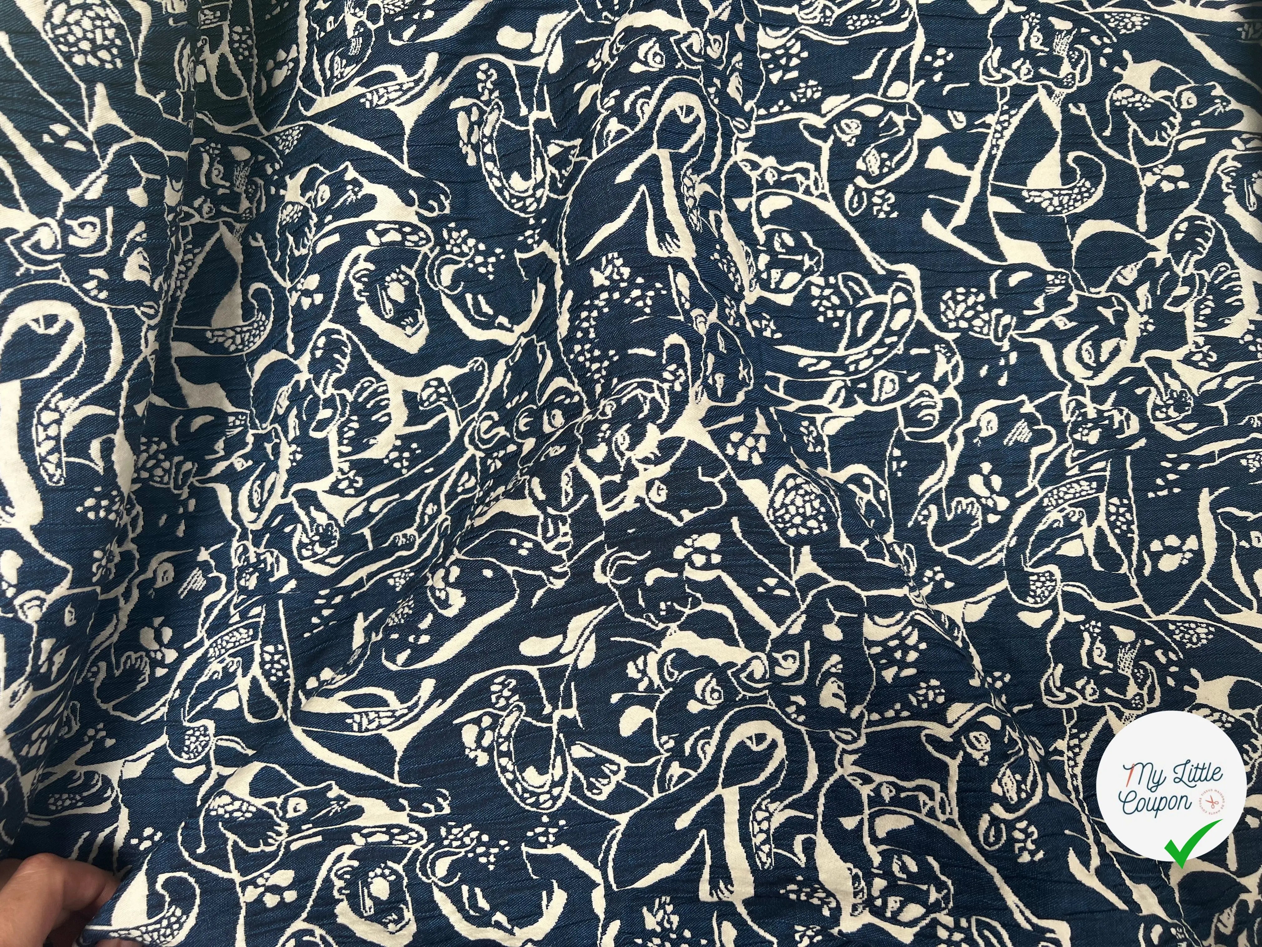 JACQUARD REVERSIBLE FACE BLEU FACE CREME LIONNE - My Little Coupon