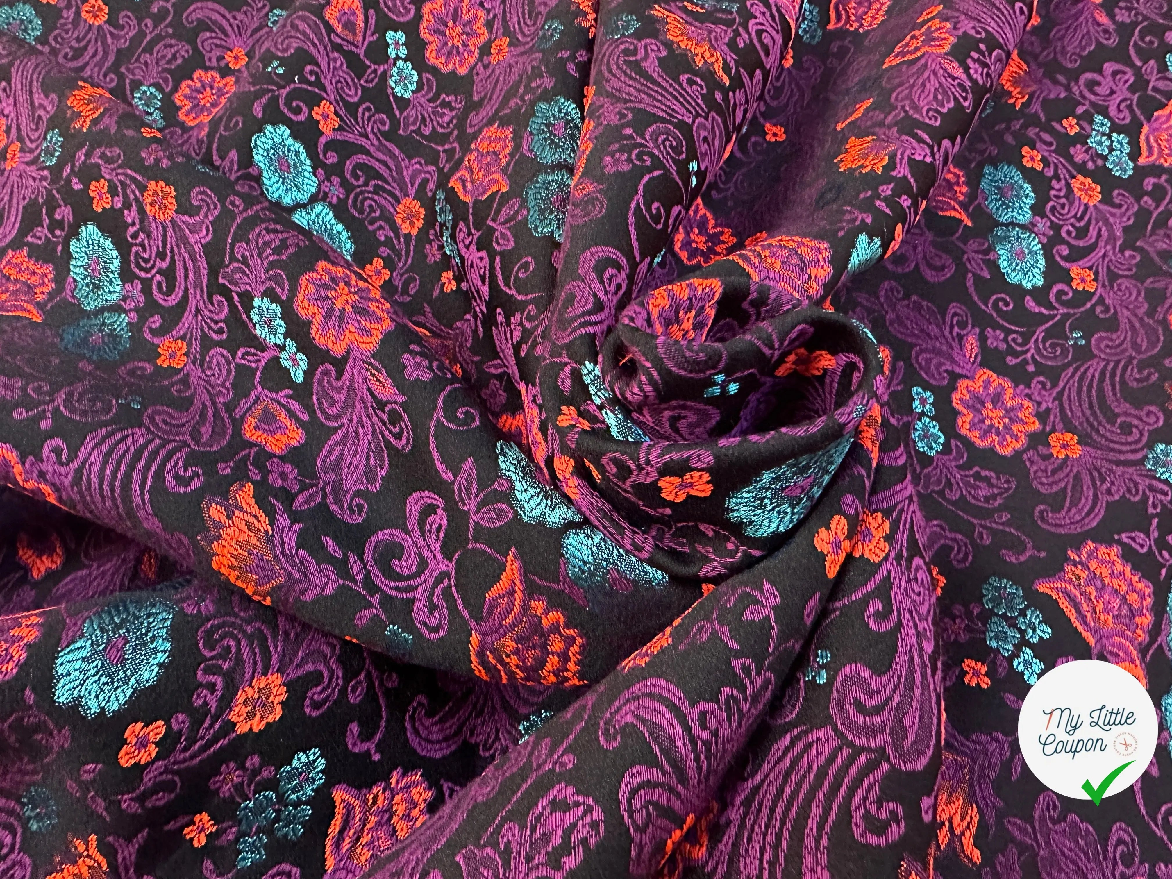 JACQUARD REVERSIBLE RAYURES ORANGE ET BLEU ET FLEURS - My Little Coupon
