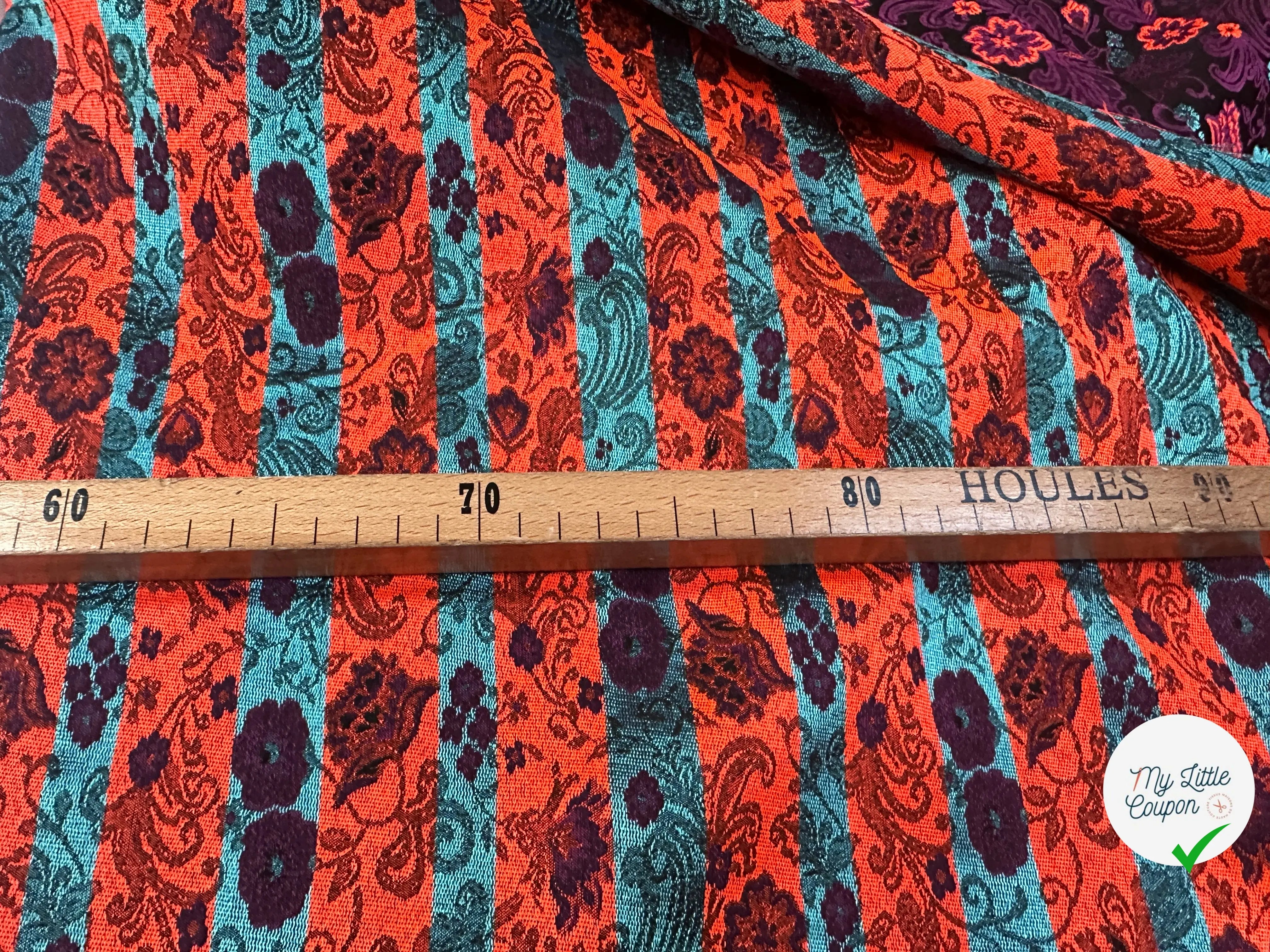 JACQUARD REVERSIBLE RAYURES ORANGE ET BLEU ET FLEURS - My Little Coupon