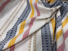 JACQUARD SERGÉ LÉGÈREMENT STRETCH MOTIF GÉOMÉTRIQUE GROSSES RAYURES MULTICOLORE - My Little Coupon