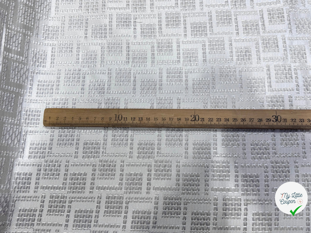 JACQUARD TISSÉ MOTIFS GÉOMÉTRIQUES BLEU GRIS LAVANDE - My Little Coupon