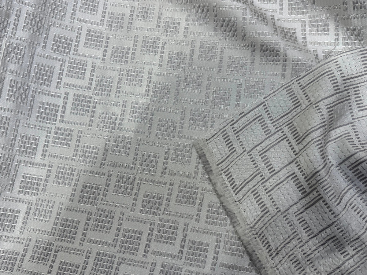 JACQUARD TISSÉ MOTIFS GÉOMÉTRIQUES BLEU GRIS LAVANDE - My Little Coupon