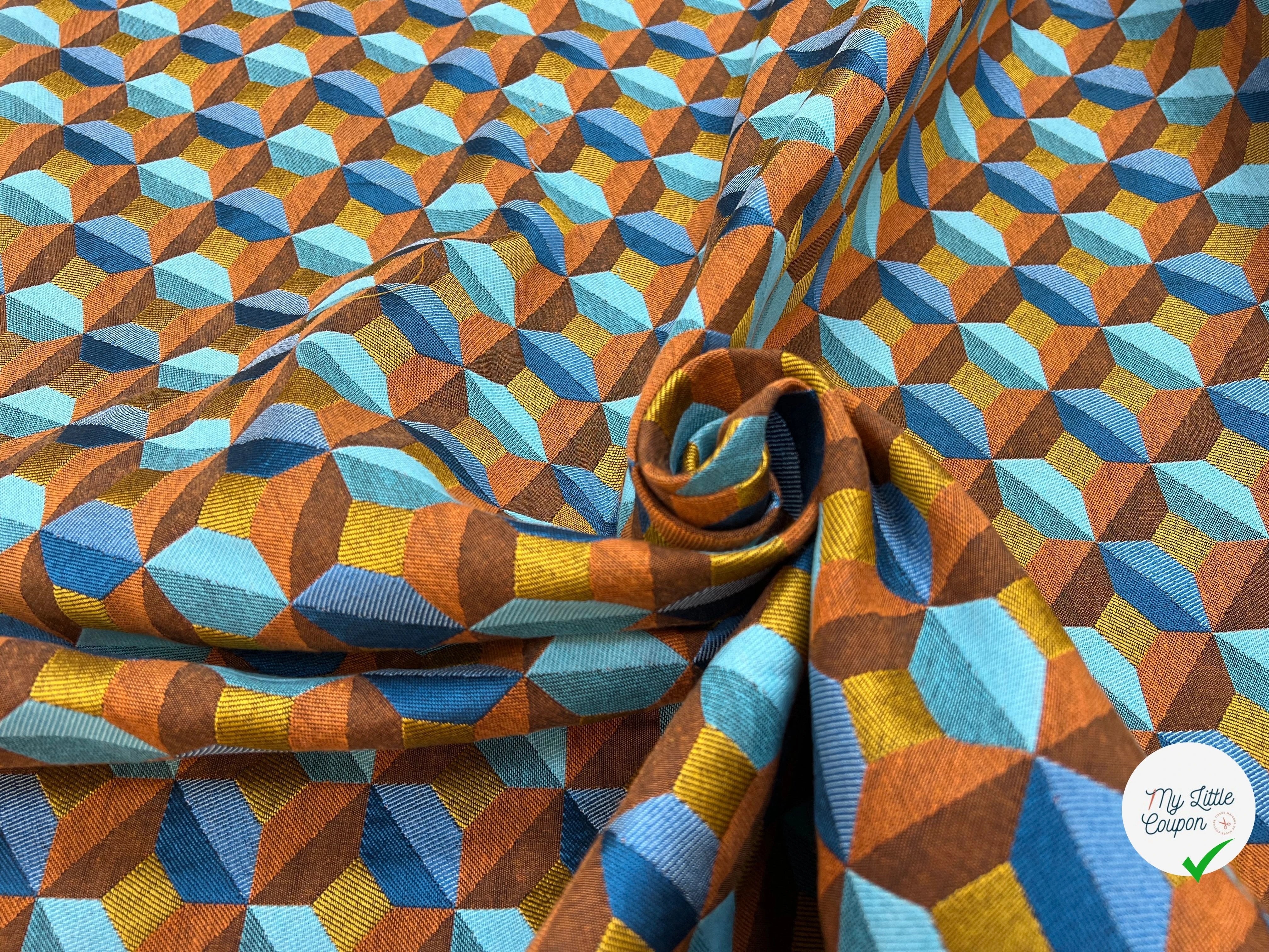 JACQUARD TISSÉ TEINT PAOLA ALLOVER ORANGE BLEU - My Little Coupon
