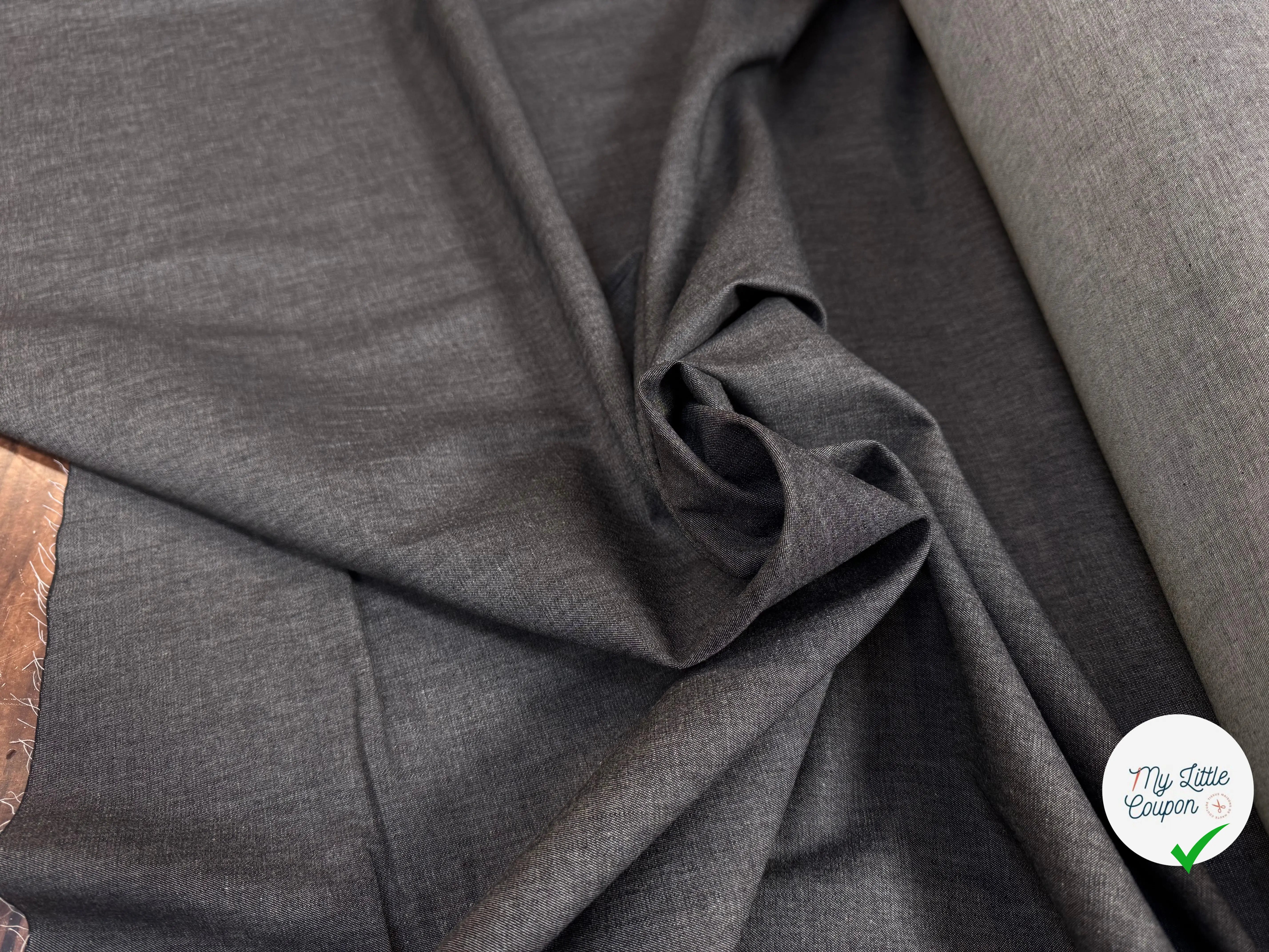 JEAN CHAMBRAY LAVÉ UNI 4806/69 GRIS NOIR ANTRHACITE - My Little Coupon