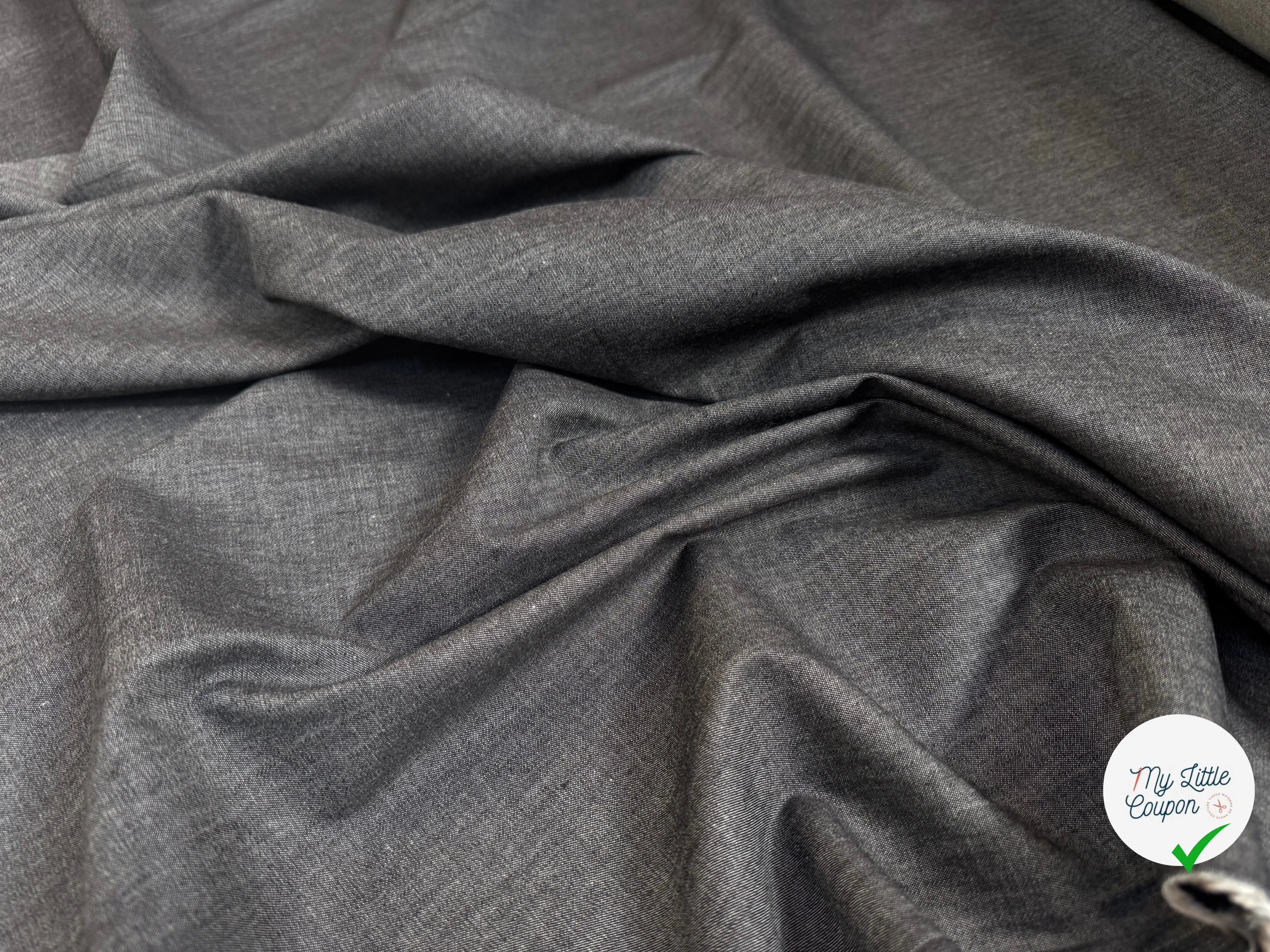 JEAN CHAMBRAY LAVÉ UNI 4806/69 GRIS NOIR ANTRHACITE - My Little Coupon