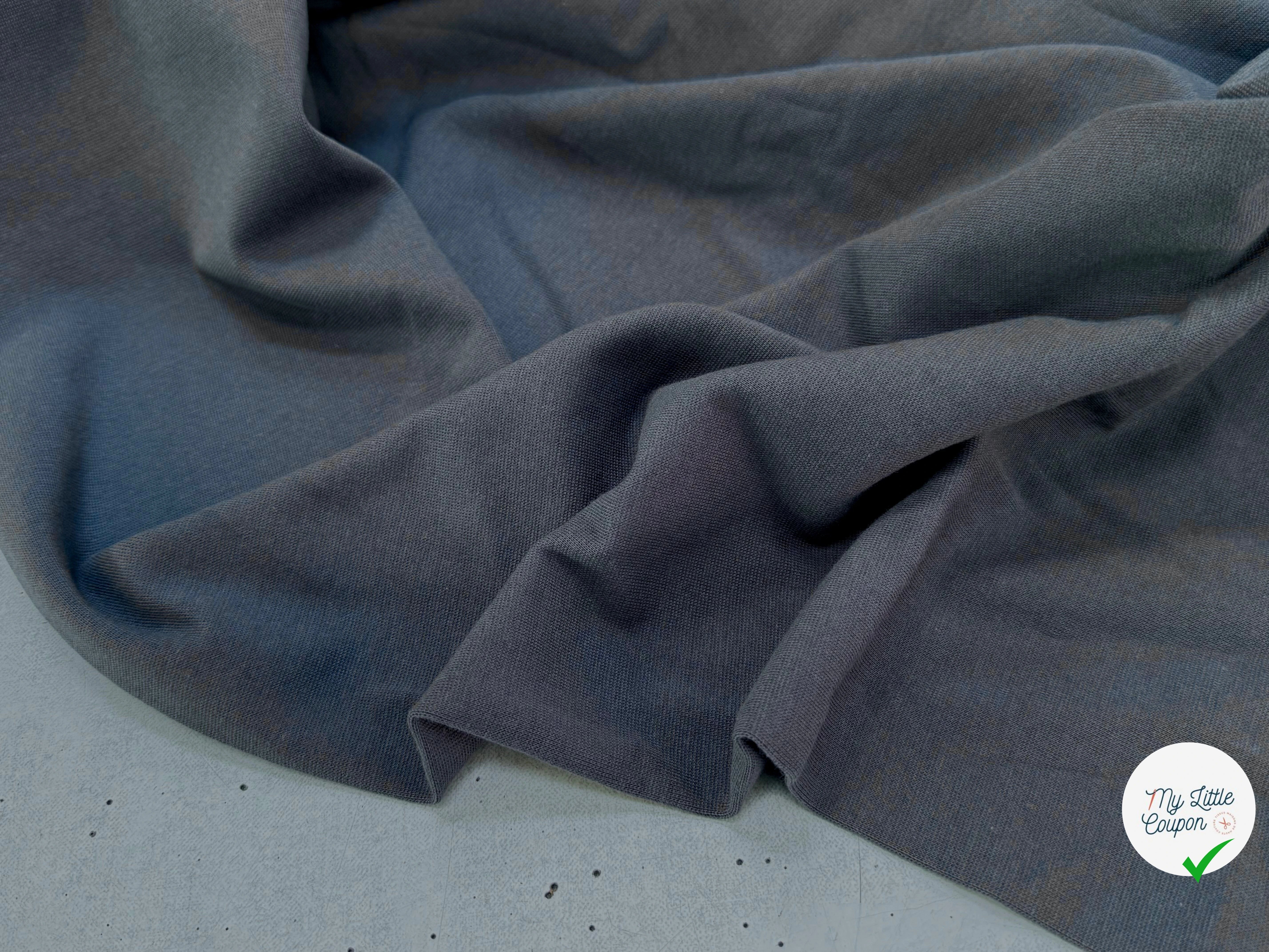 JERSEY COTON 2% ÉLASTHANNE TUBULAIRE 70CM CÔTE 1X1 ASPHALT - My Little Coupon
