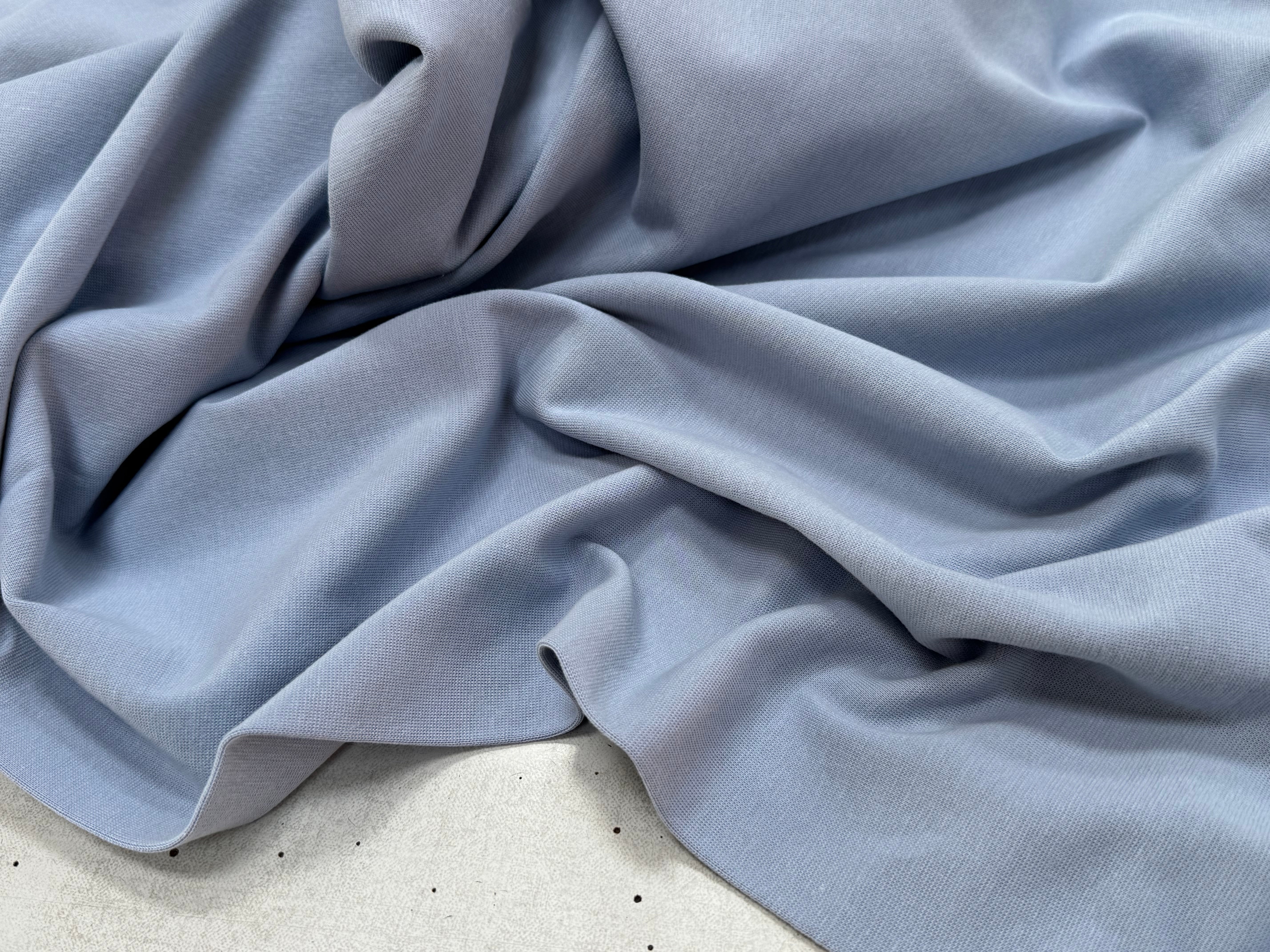 JERSEY COTON 2% ÉLASTHANNE TUBULAIRE 70CM CÔTE 1X1 BLUE BLIZZARD - My Little Coupon