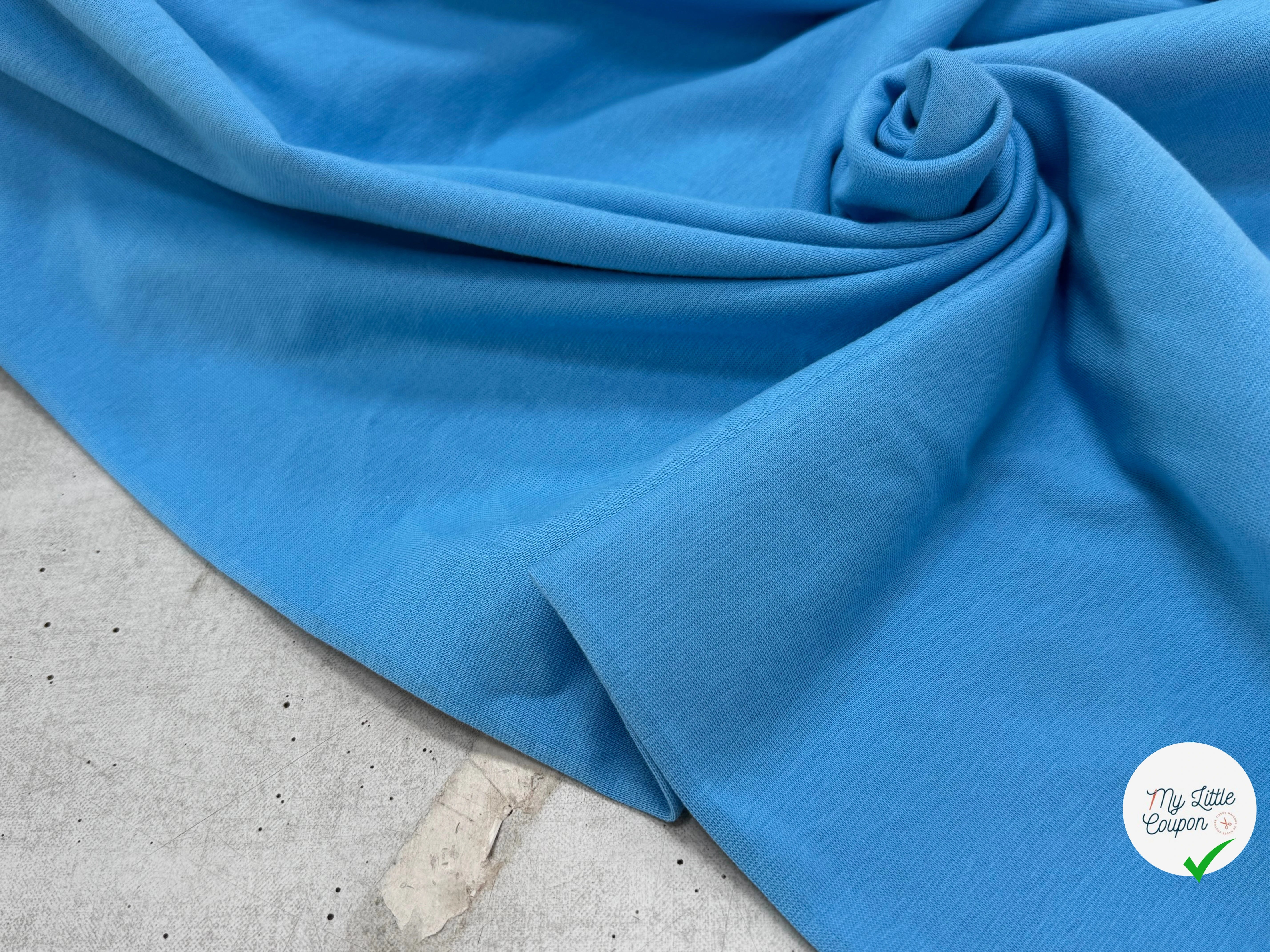 JERSEY COTON 2% ÉLASTHANNE TUBULAIRE 70CM CÔTE 1X1 BONNIE BLUE - My Little Coupon