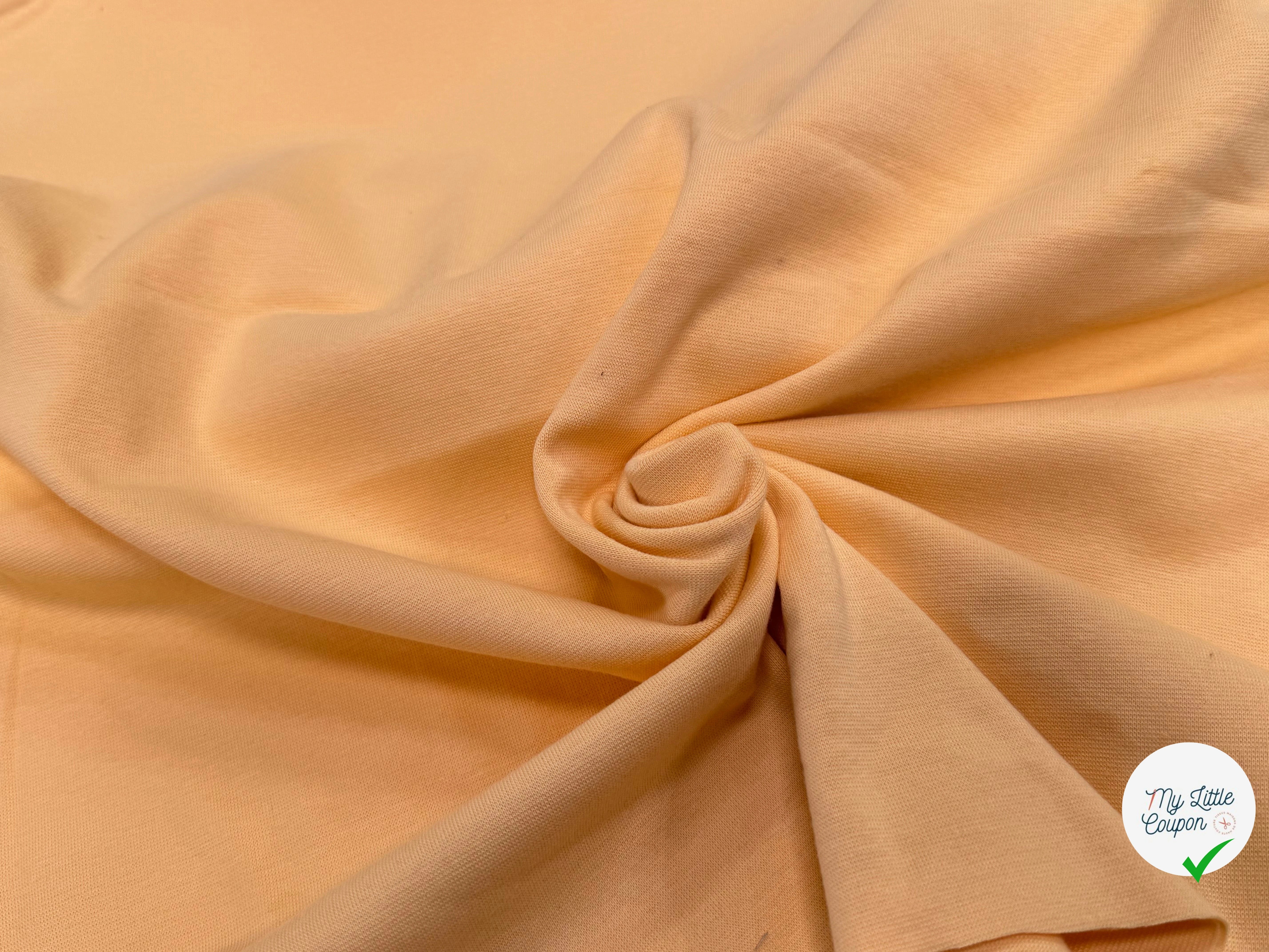 JERSEY COTON 2% ÉLASTHANNE TUBULAIRE 70CM CÔTE 1X1 BUFF ORANGE - My Little Coupon