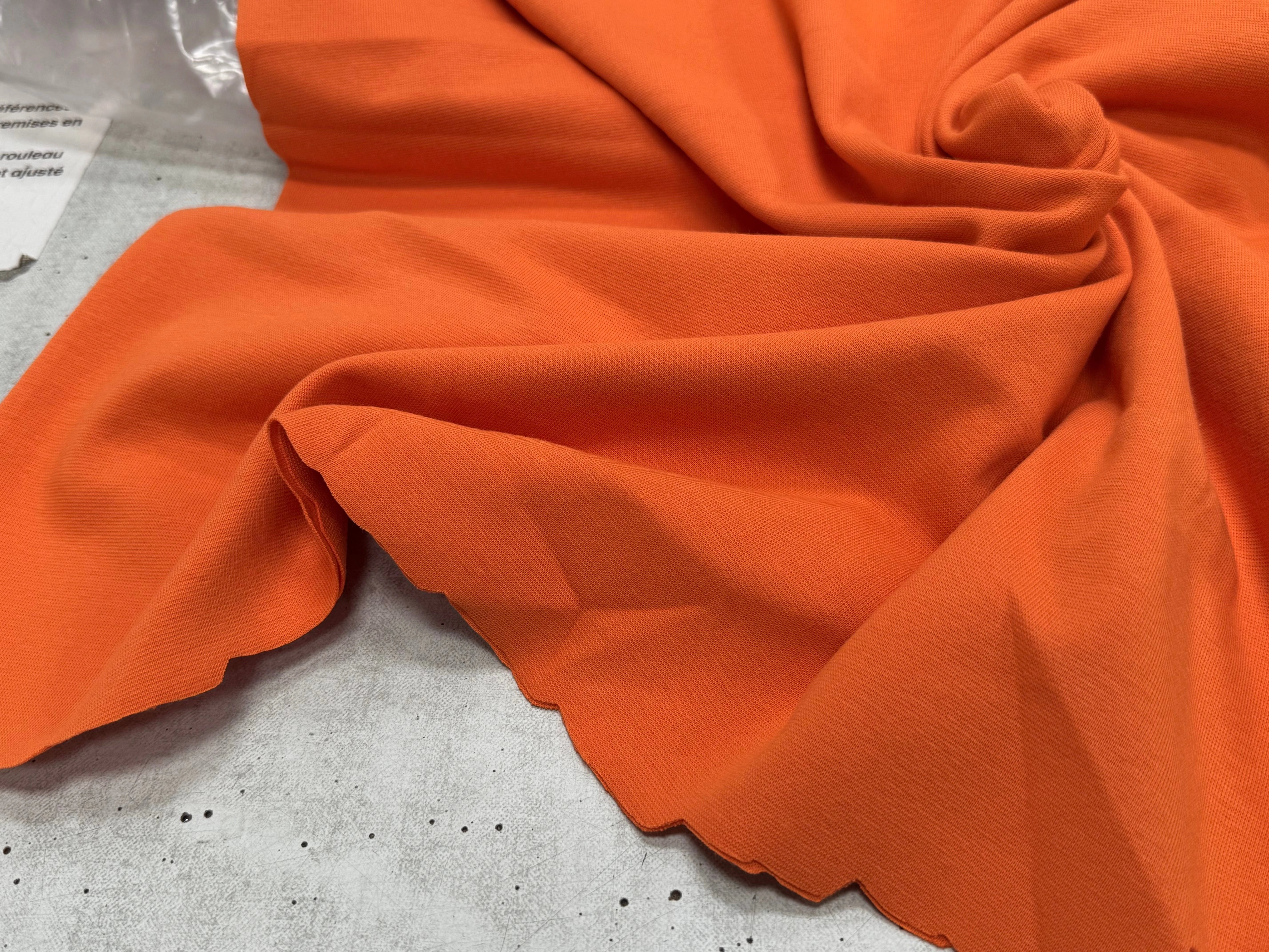 JERSEY COTON 2% ÉLASTHANNE TUBULAIRE 70CM CÔTE 1X1 CELOSIA ORANGE - My Little Coupon