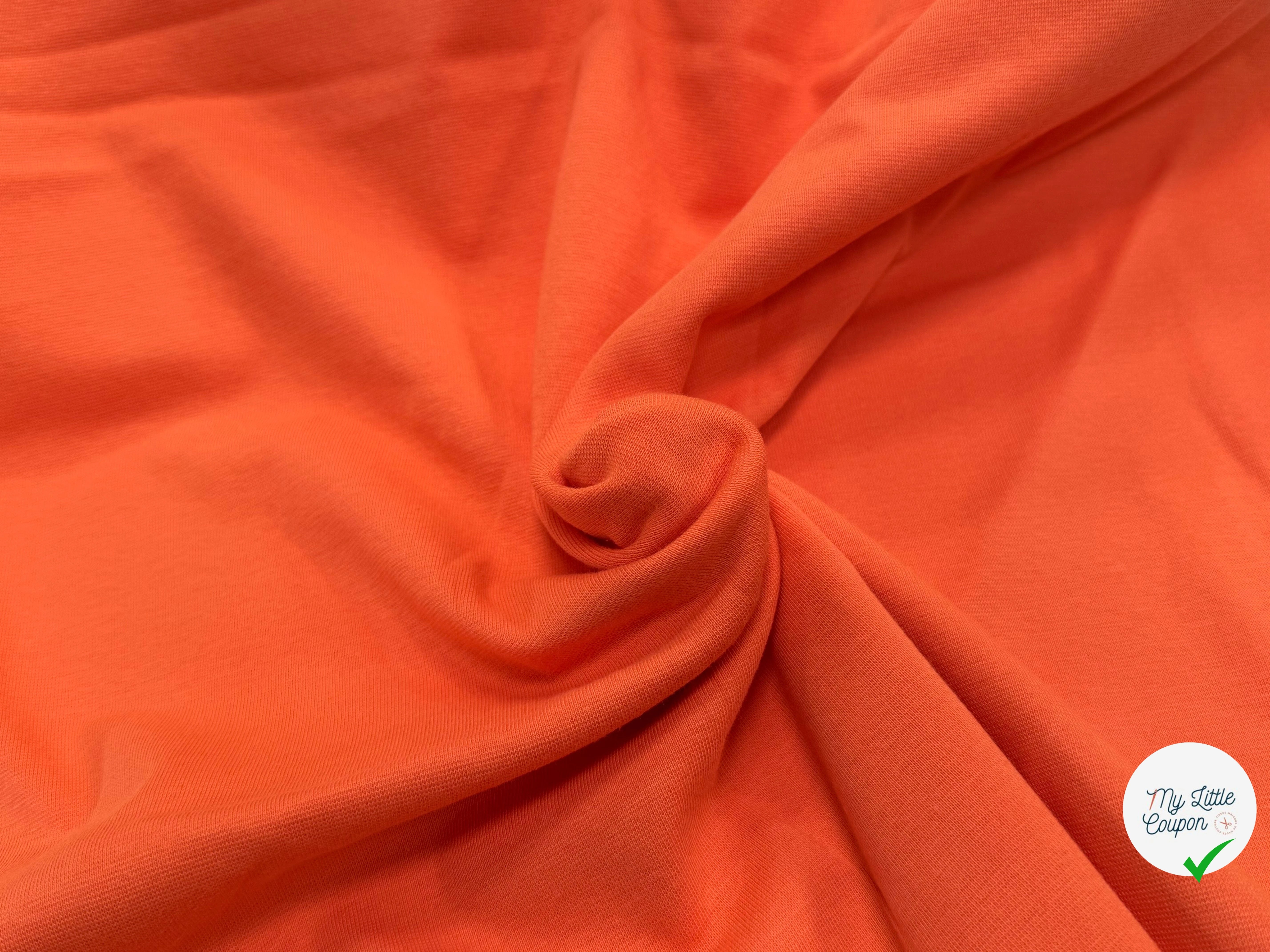 JERSEY COTON 2% ÉLASTHANNE TUBULAIRE 70CM CÔTE 1X1 CORAL ROSE - My Little Coupon