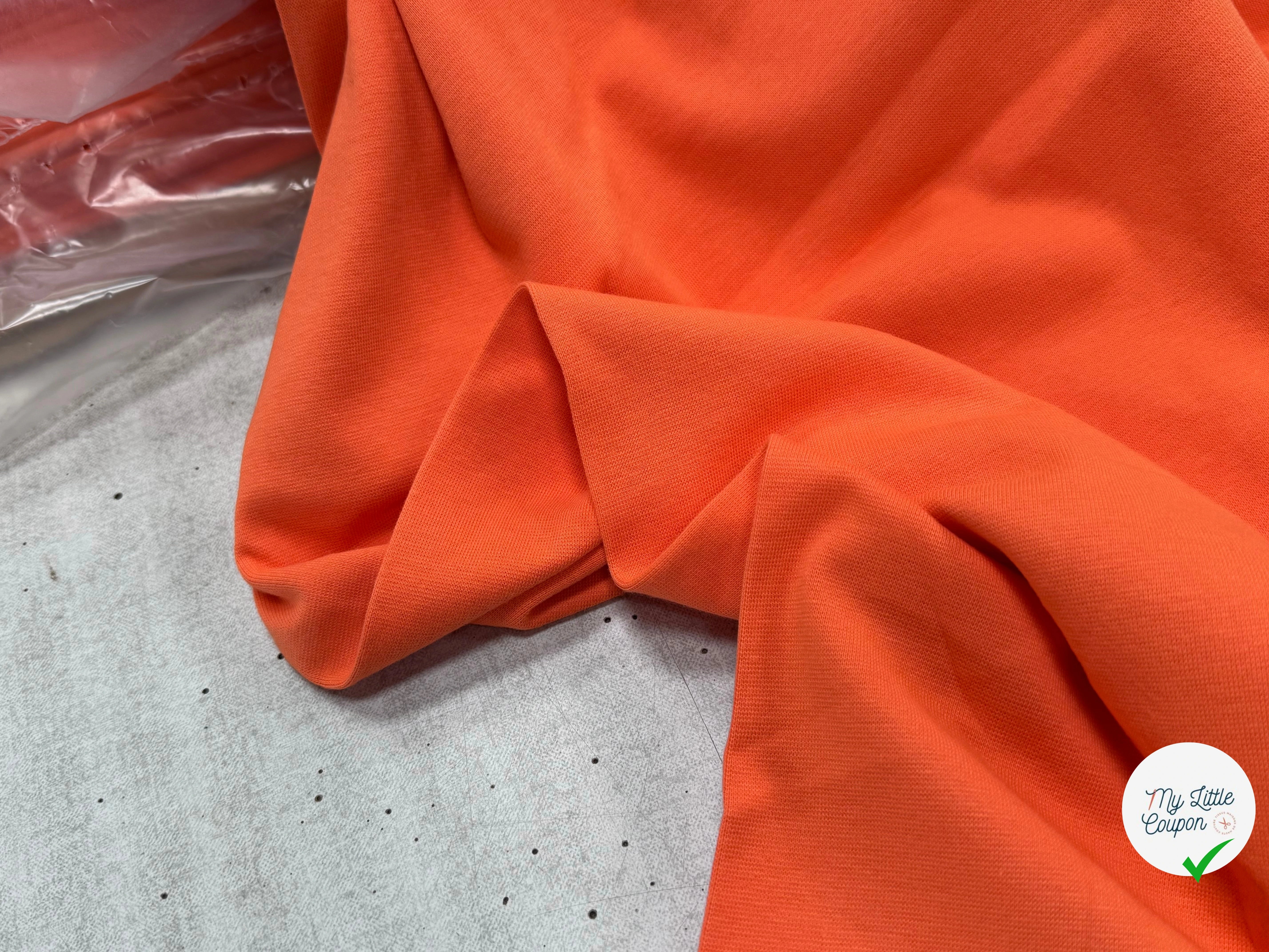 JERSEY COTON 2% ÉLASTHANNE TUBULAIRE 70CM CÔTE 1X1 CORAL ROSE - My Little Coupon