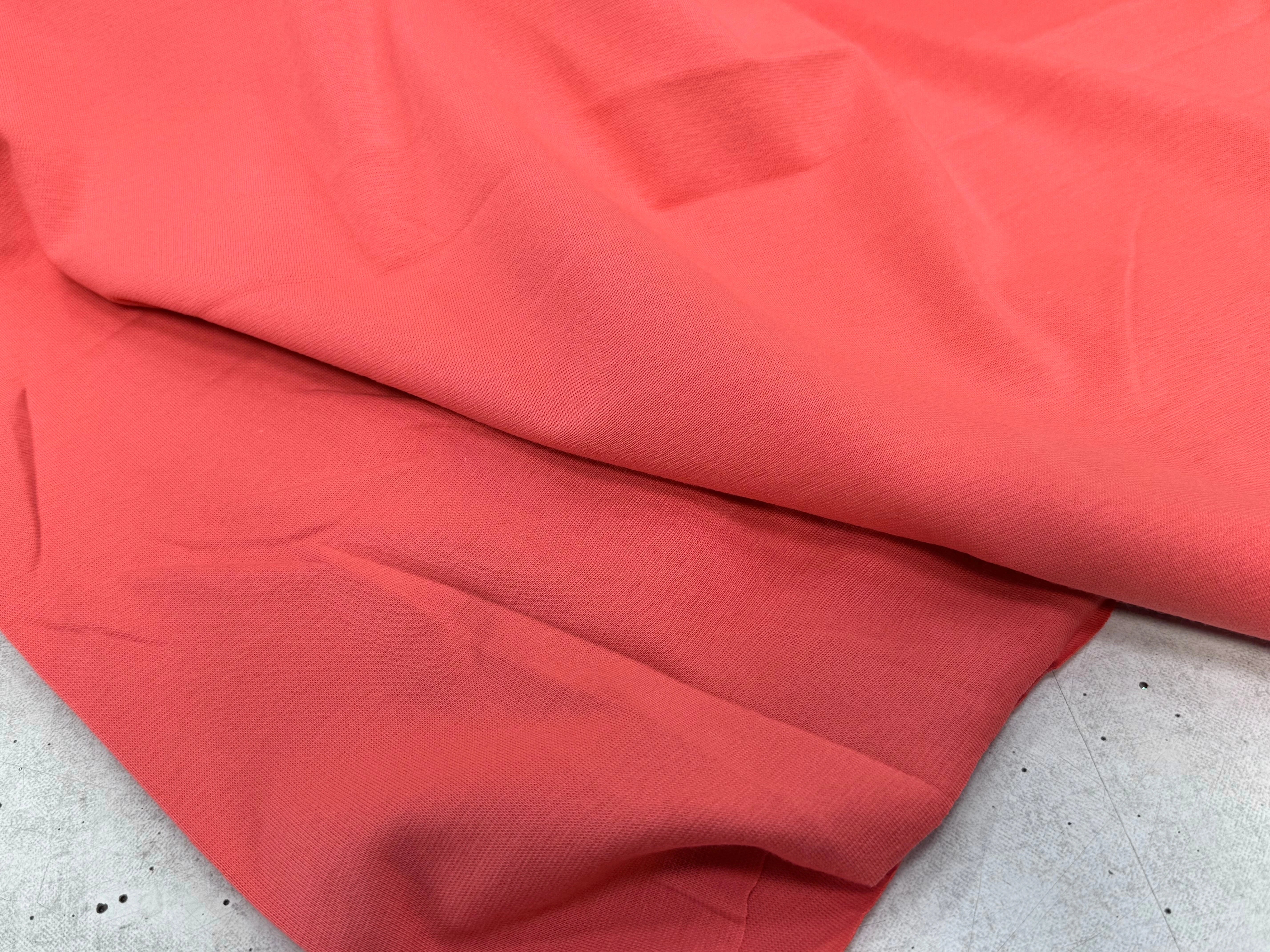 JERSEY COTON 2% ÉLASTHANNE TUBULAIRE 70CM CÔTE 1X1 DEEP SEA CORAL - My Little Coupon