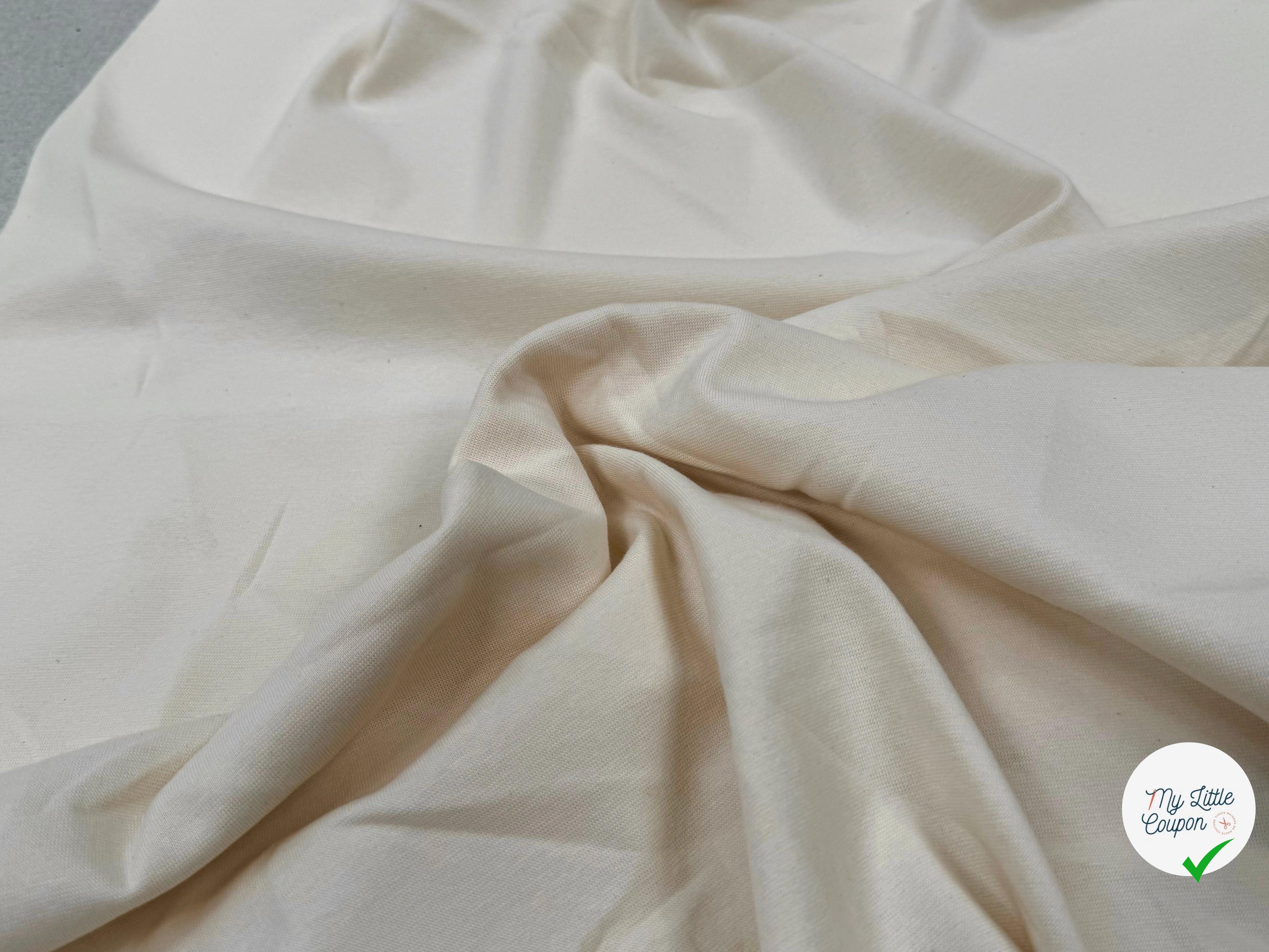 JERSEY COTON 2% ÉLASTHANNE TUBULAIRE 70CM CÔTE 1X1 ECRU - My Little Coupon