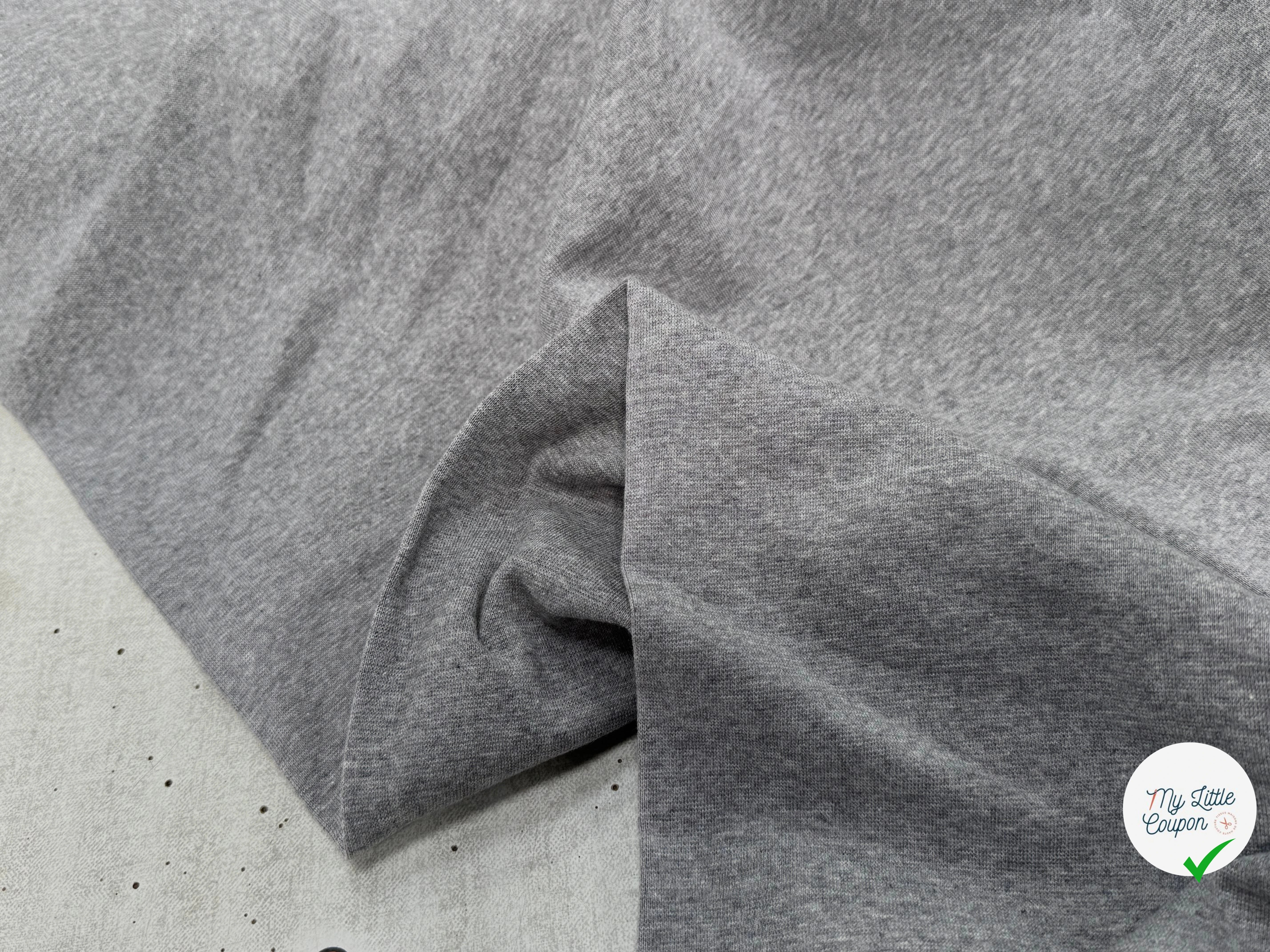 JERSEY COTON 2% ÉLASTHANNE TUBULAIRE 70CM CÔTE 1X1 LIGHT HEATHER GREY - My Little Coupon